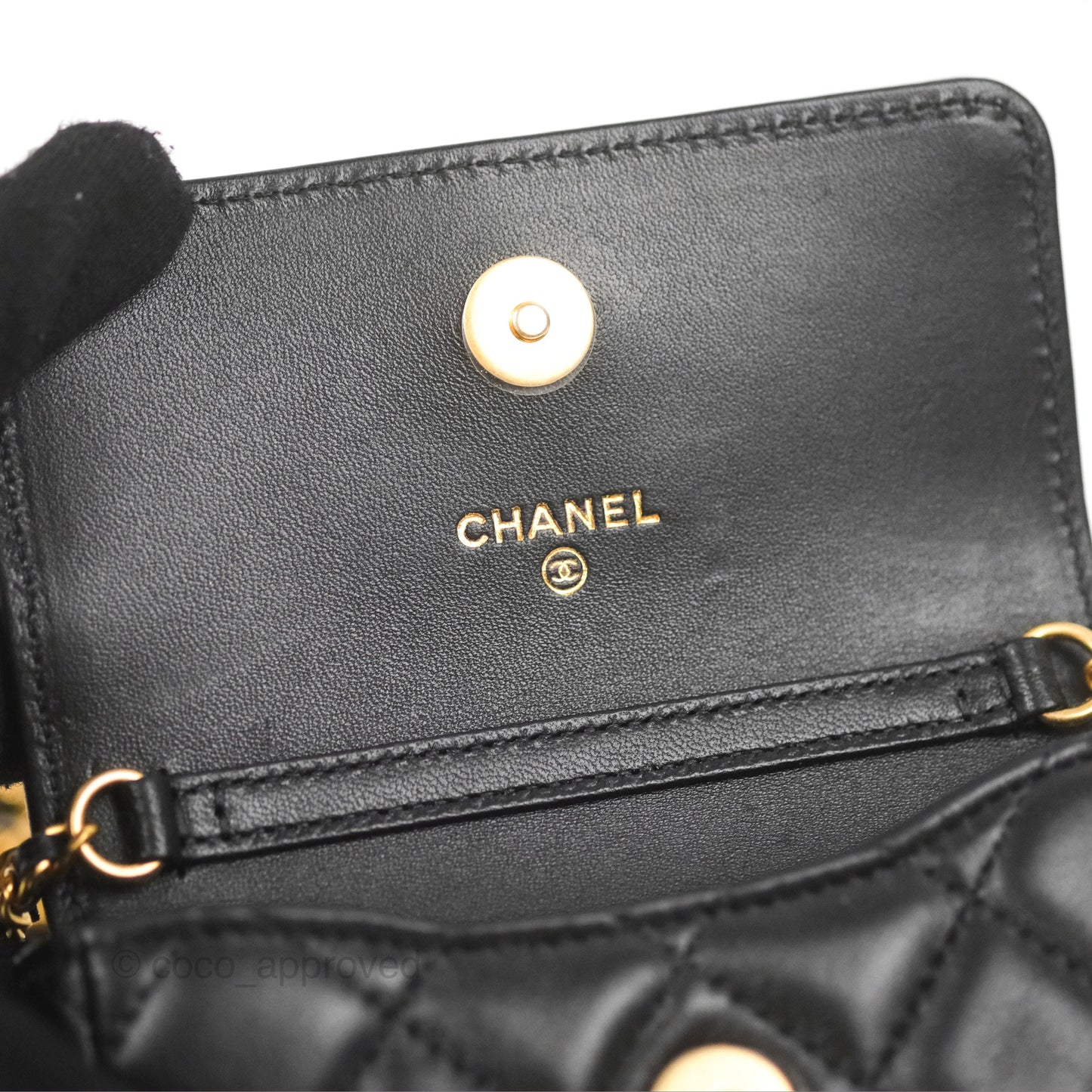Chanel Coco Hearts Clutch On Chain Black Lambskin Gold Hardware