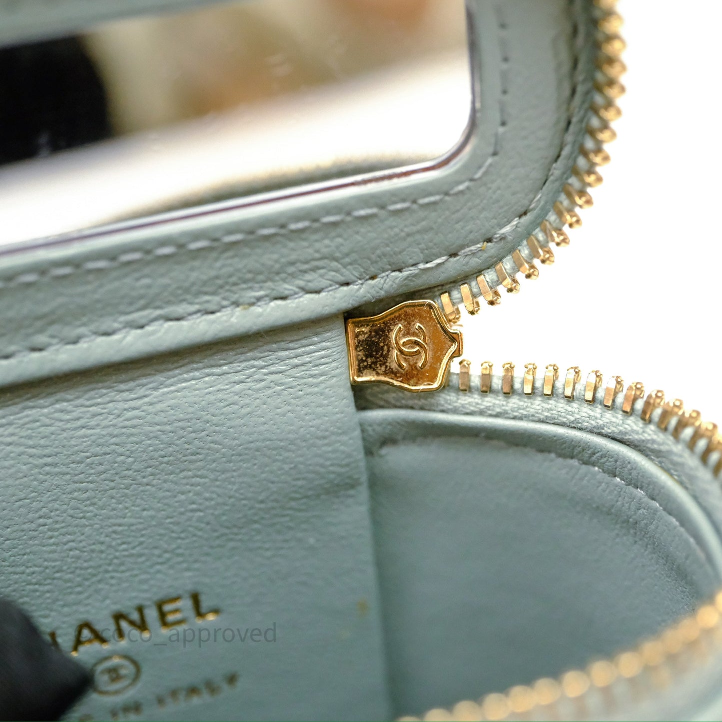 Chanel Classic Mini Vanity With Chain Green Lambskin Gold Hardware