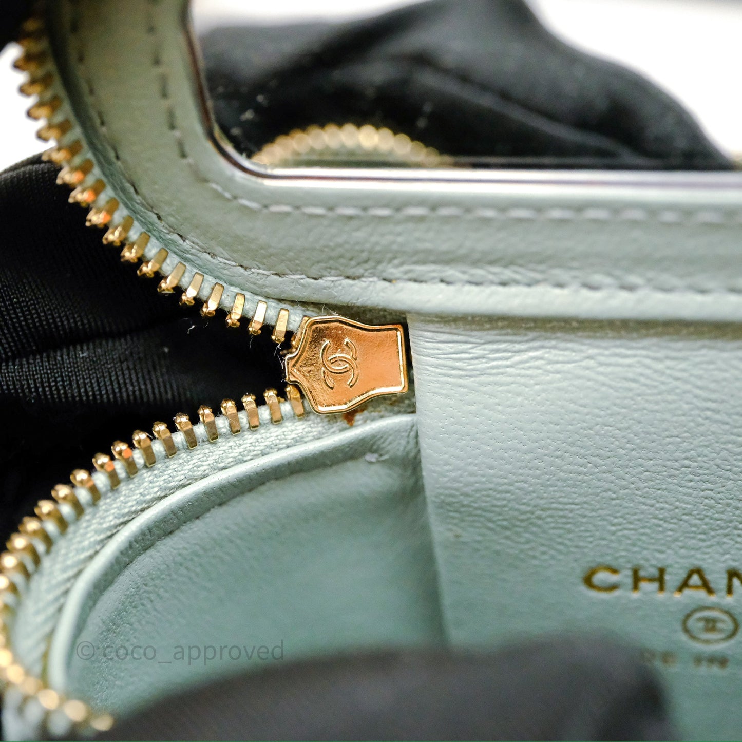 Chanel Classic Mini Vanity With Chain Green Lambskin Gold Hardware
