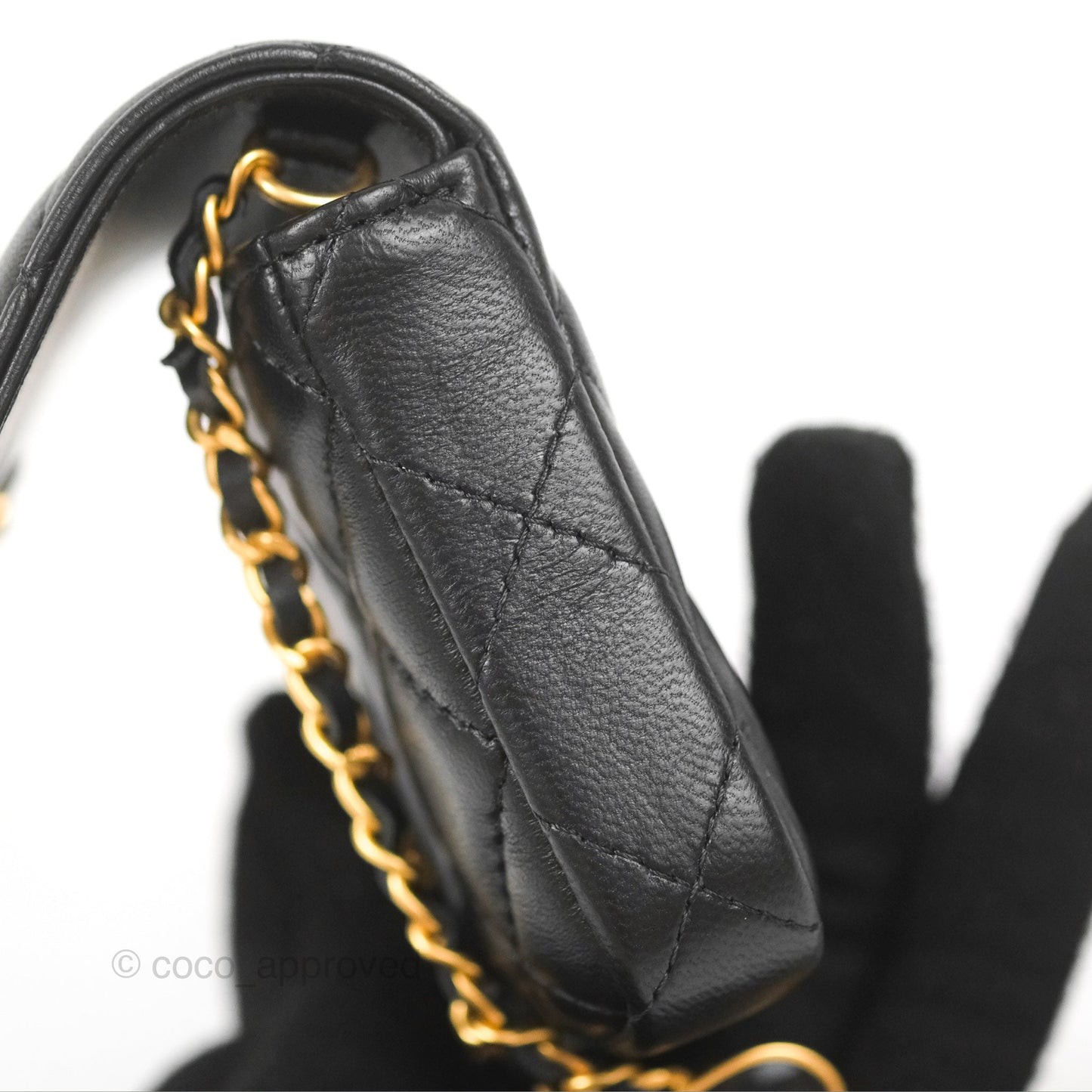 Chanel Coco Hearts Clutch On Chain Black Lambskin Gold Hardware