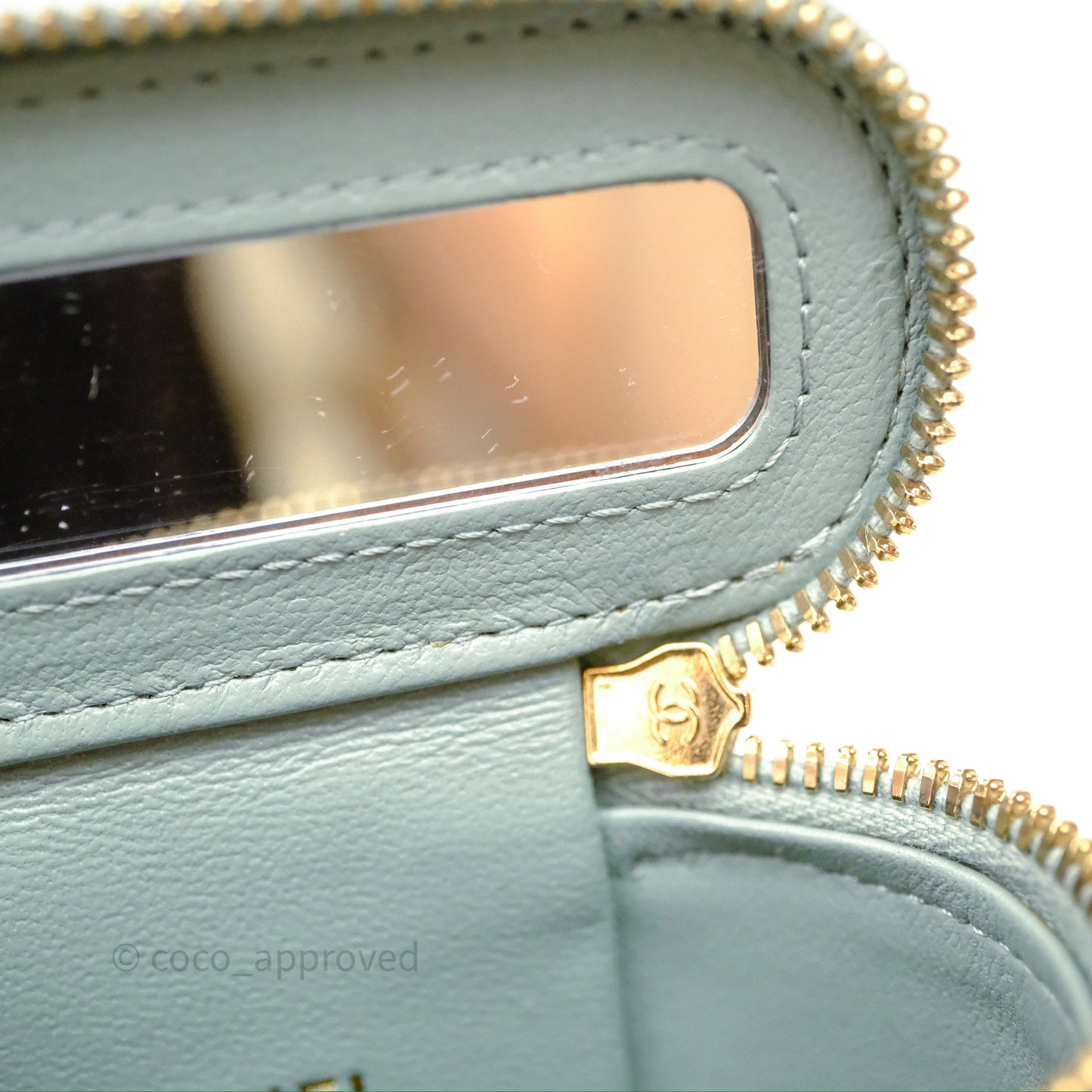 Chanel Classic Mini Vanity With Chain Green Lambskin Gold Hardware