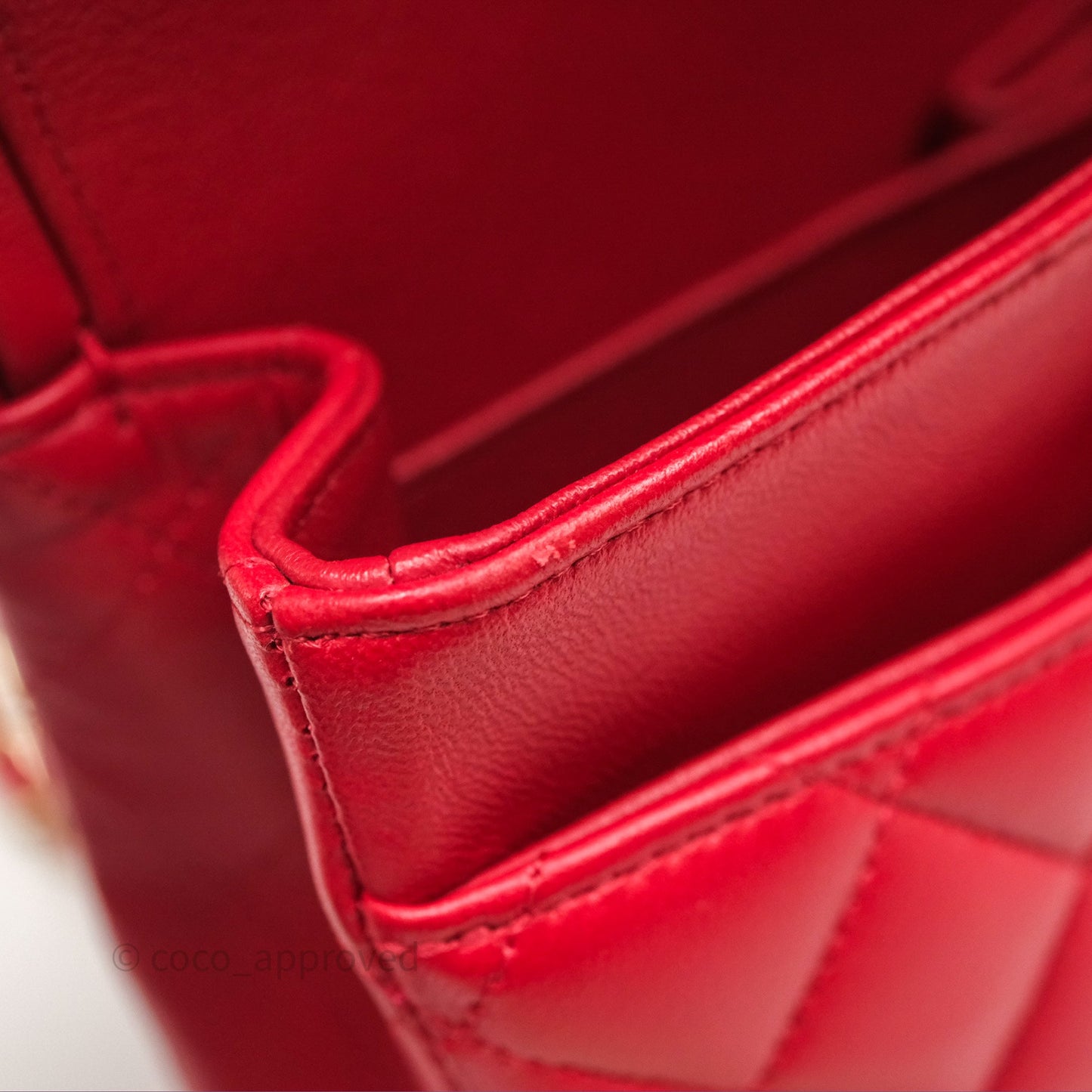 Chanel Classic M/L Medium Double Flap Red Lambskin Gold Hardware