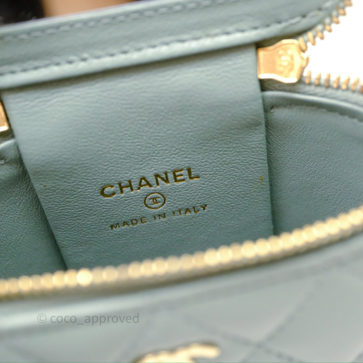 Chanel Classic Mini Vanity With Chain Green Lambskin Gold Hardware
