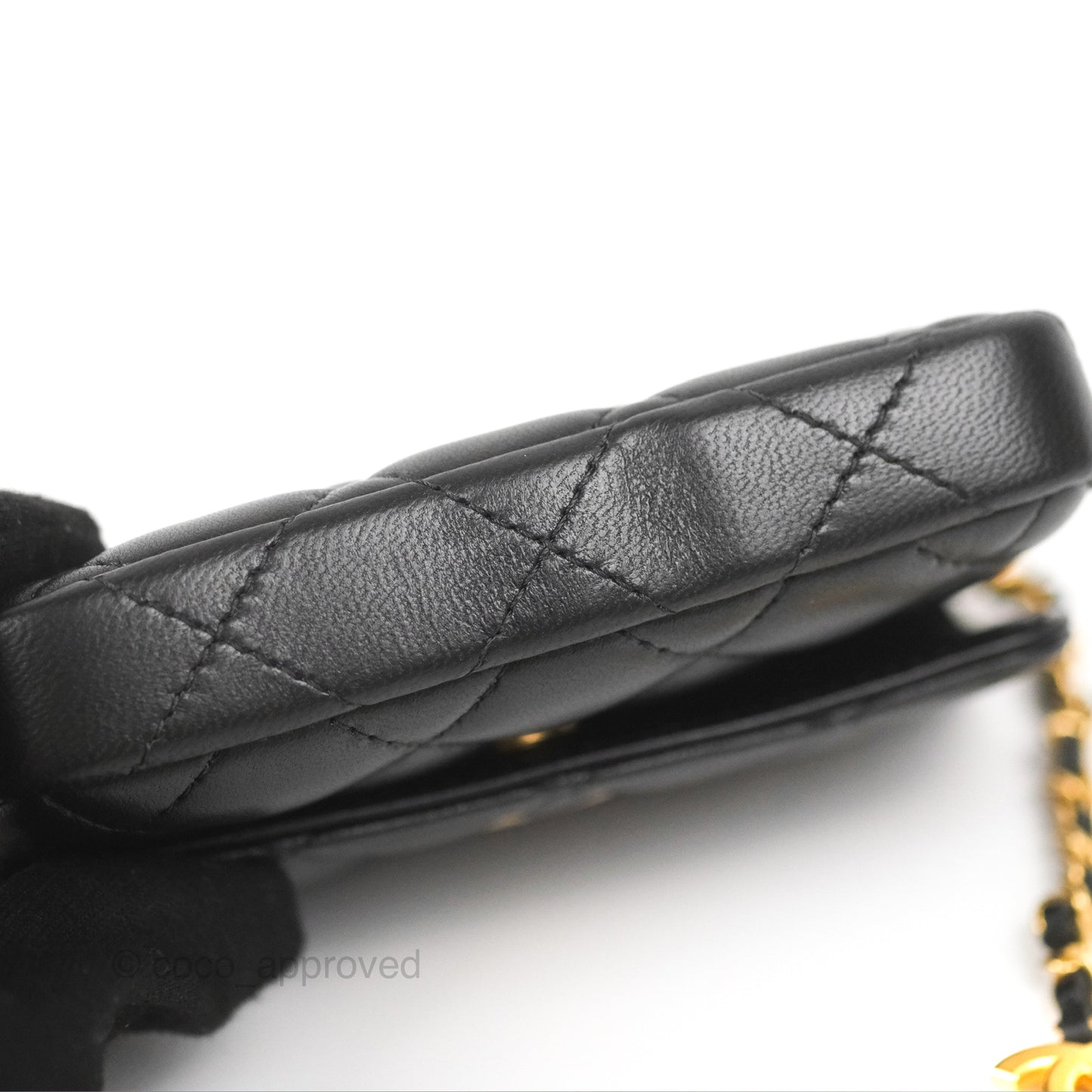 Chanel Coco Hearts Clutch On Chain Black Lambskin Gold Hardware