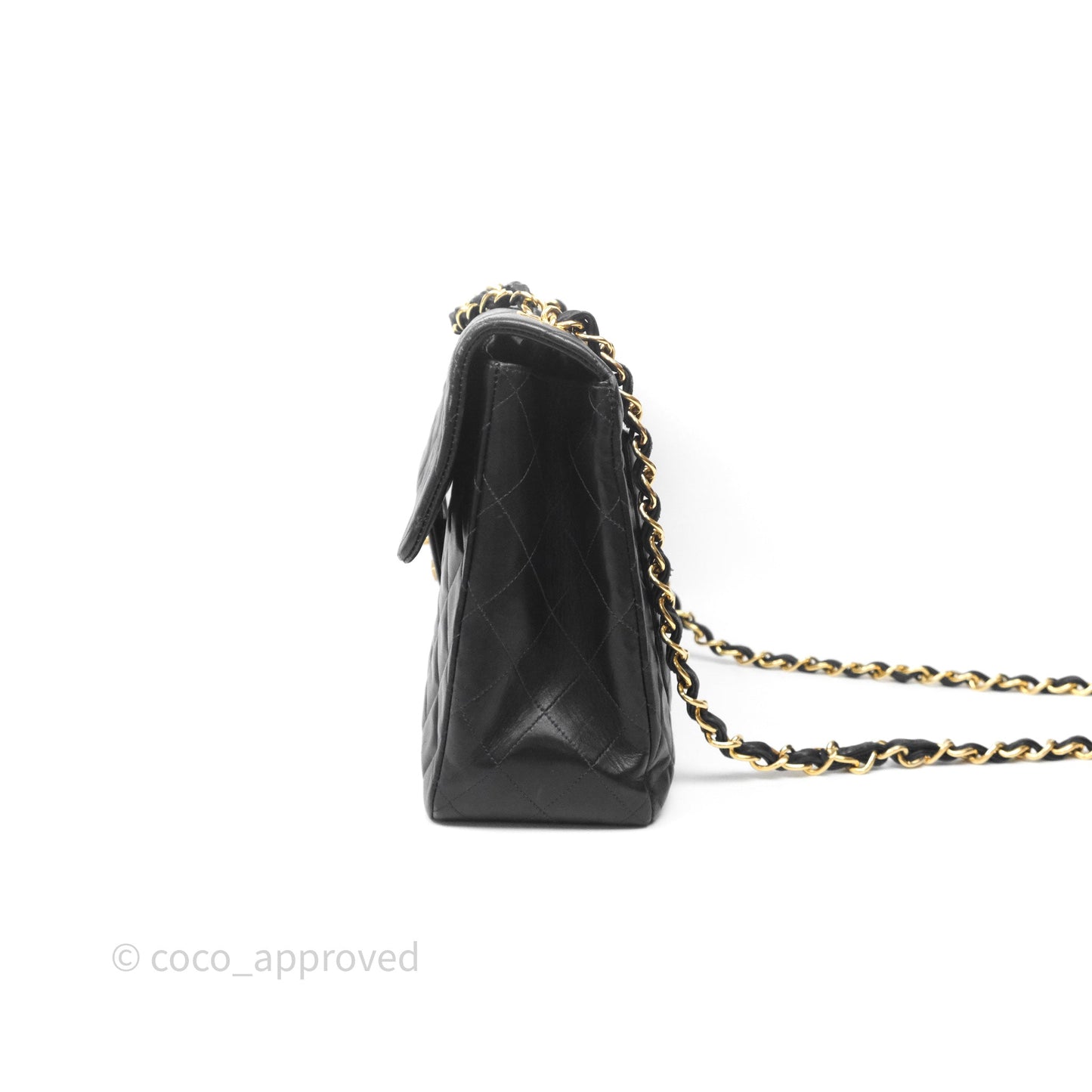 Chanel Vintage Jumbo Single Flap Black Lambskin 24K Gold Hardware