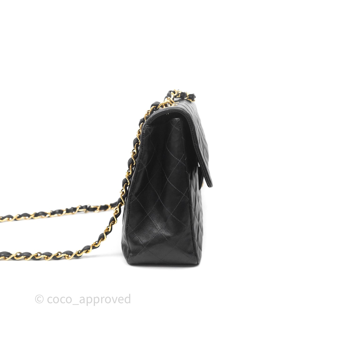 Chanel Vintage Jumbo Single Flap Black Lambskin 24K Gold Hardware
