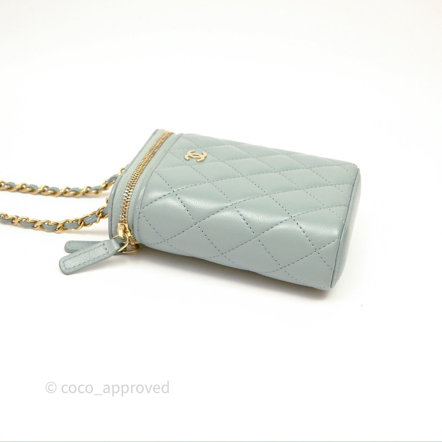 Chanel Classic Mini Vanity With Chain Green Lambskin Gold Hardware