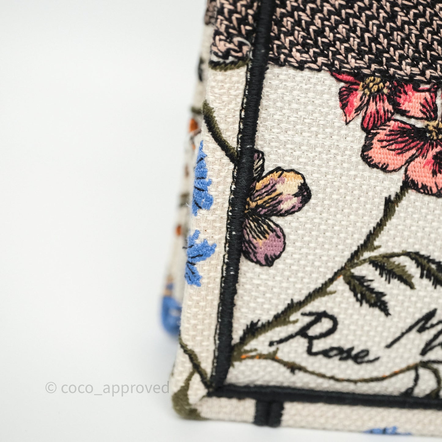 Dior Medium Book Tote Rosa Mutabilis Embroidered Canvas