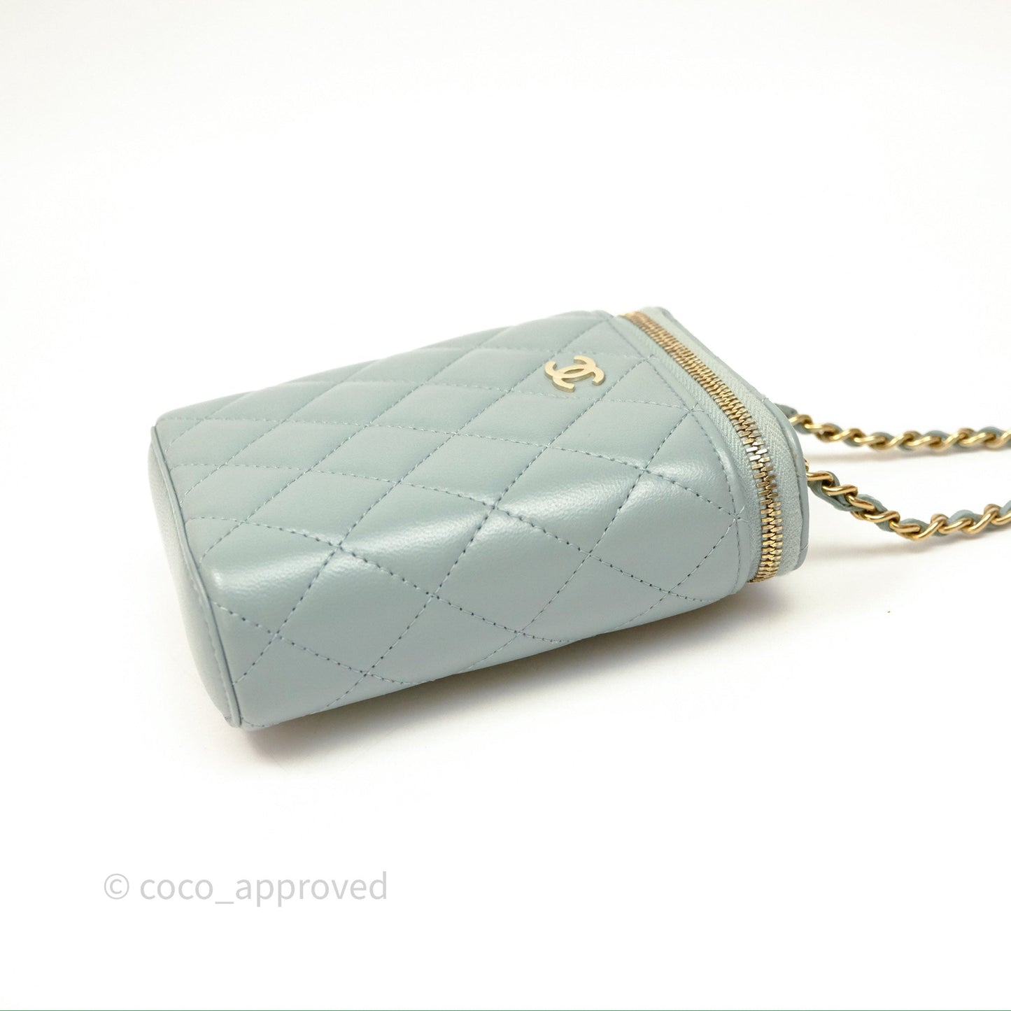 Chanel Classic Mini Vanity With Chain Green Lambskin Gold Hardware