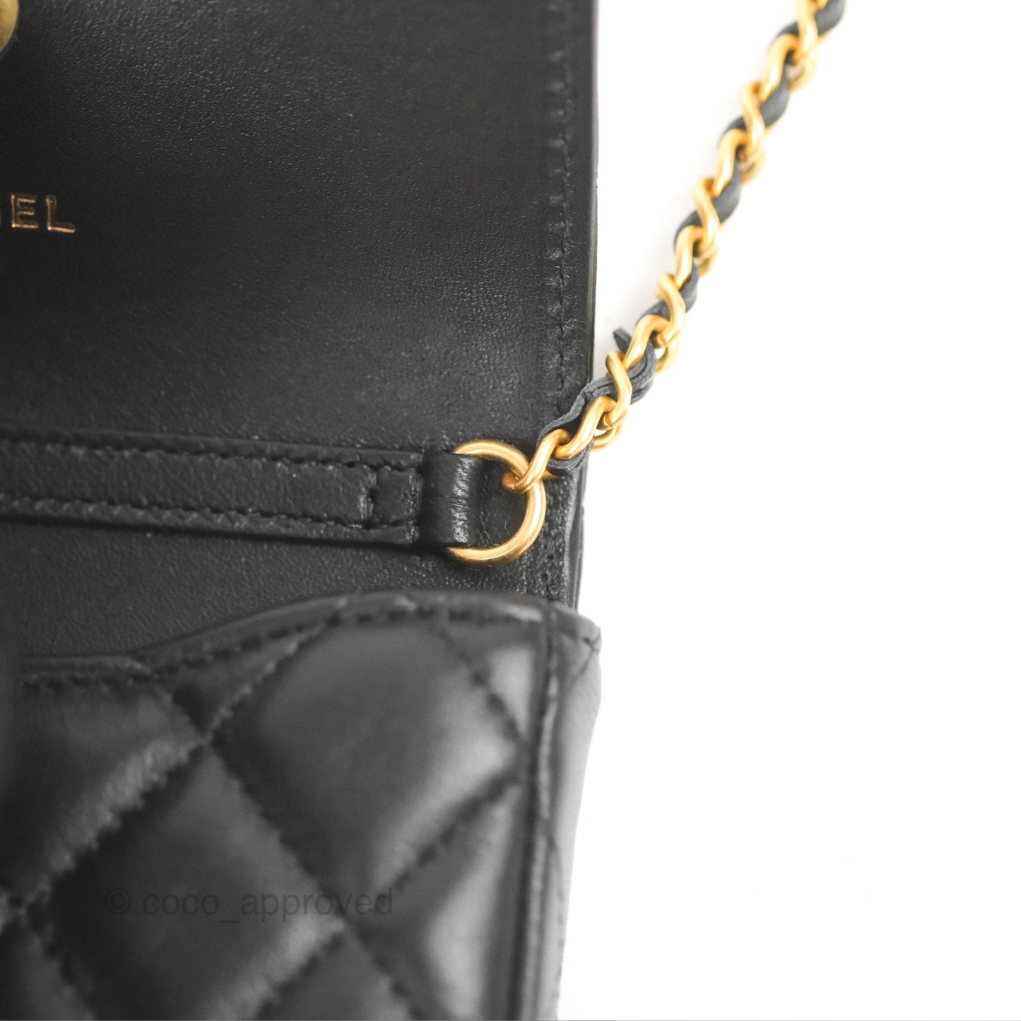 Chanel Coco Hearts Clutch On Chain Black Lambskin Gold Hardware