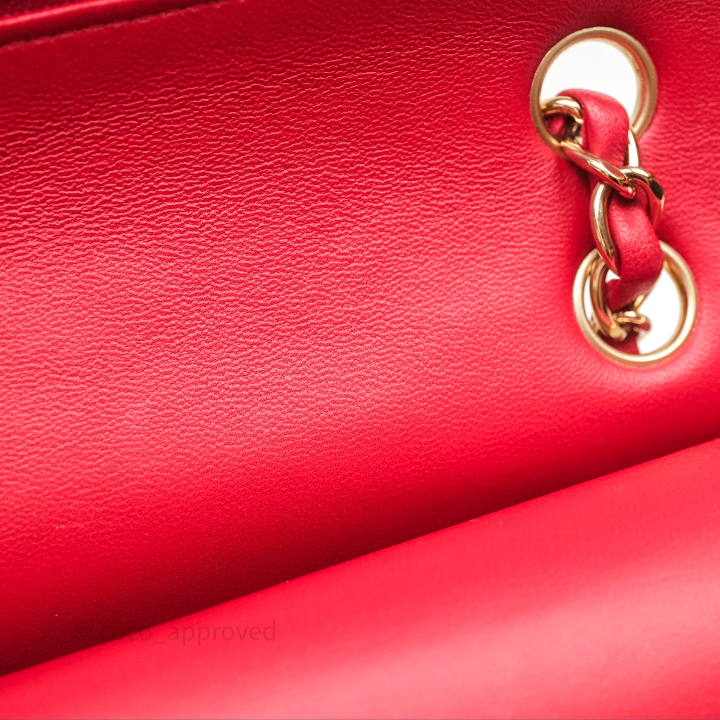Chanel Classic M/L Medium Double Flap Red Lambskin Gold Hardware