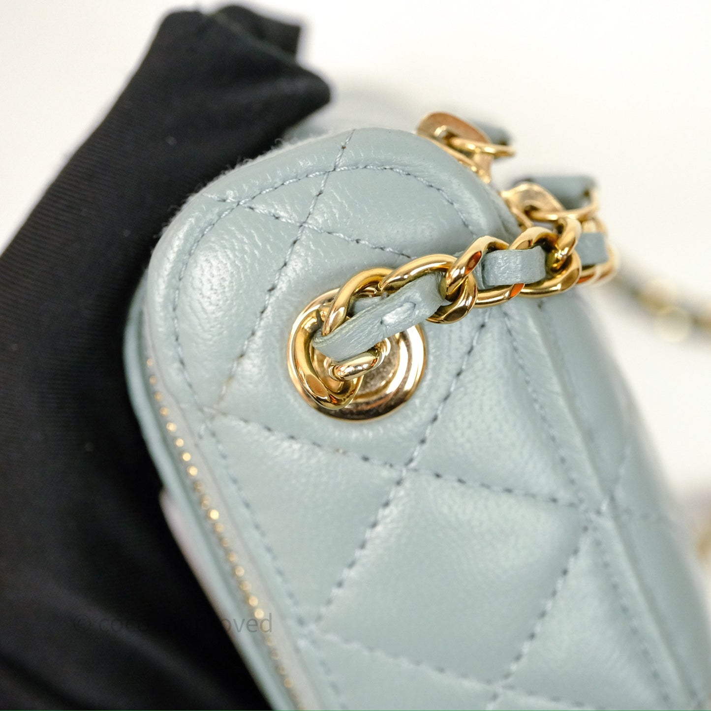 Chanel Classic Mini Vanity With Chain Green Lambskin Gold Hardware