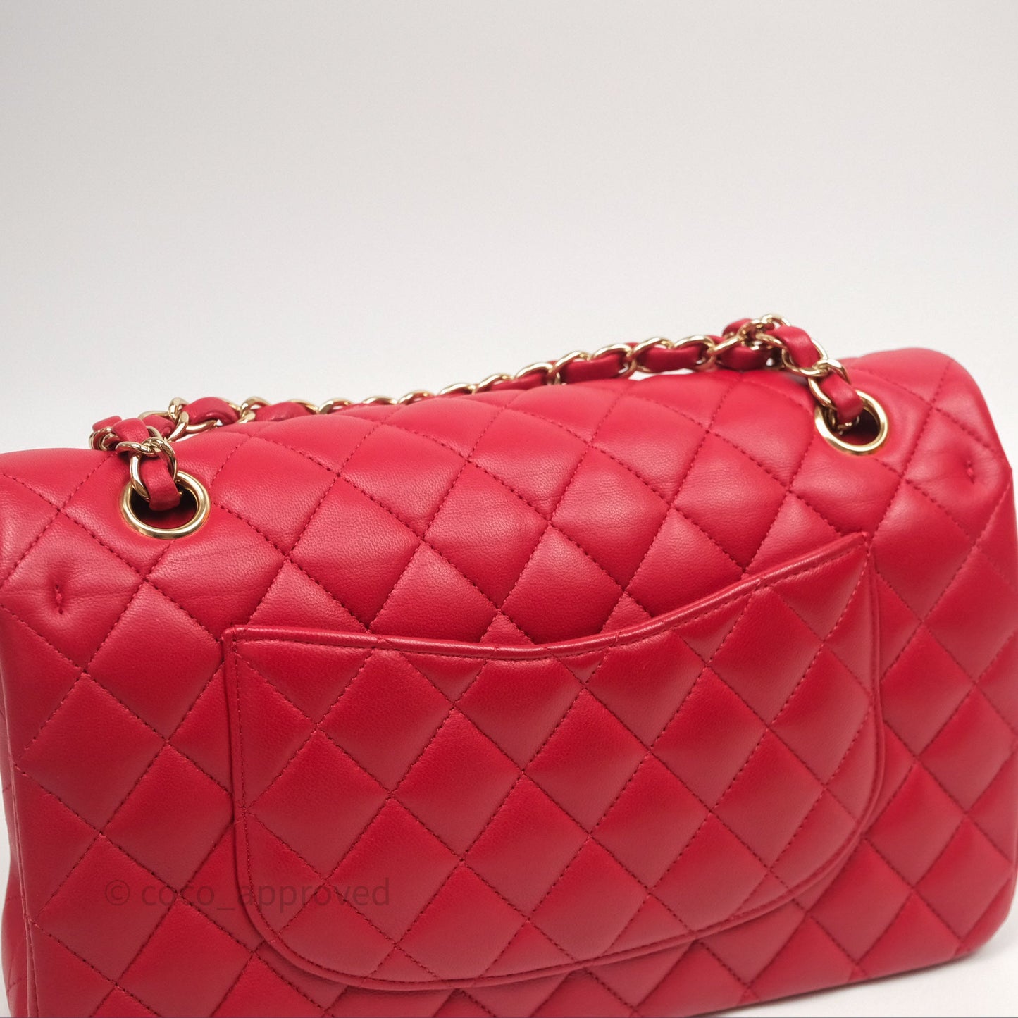 Chanel Classic M/L Medium Double Flap Red Lambskin Gold Hardware