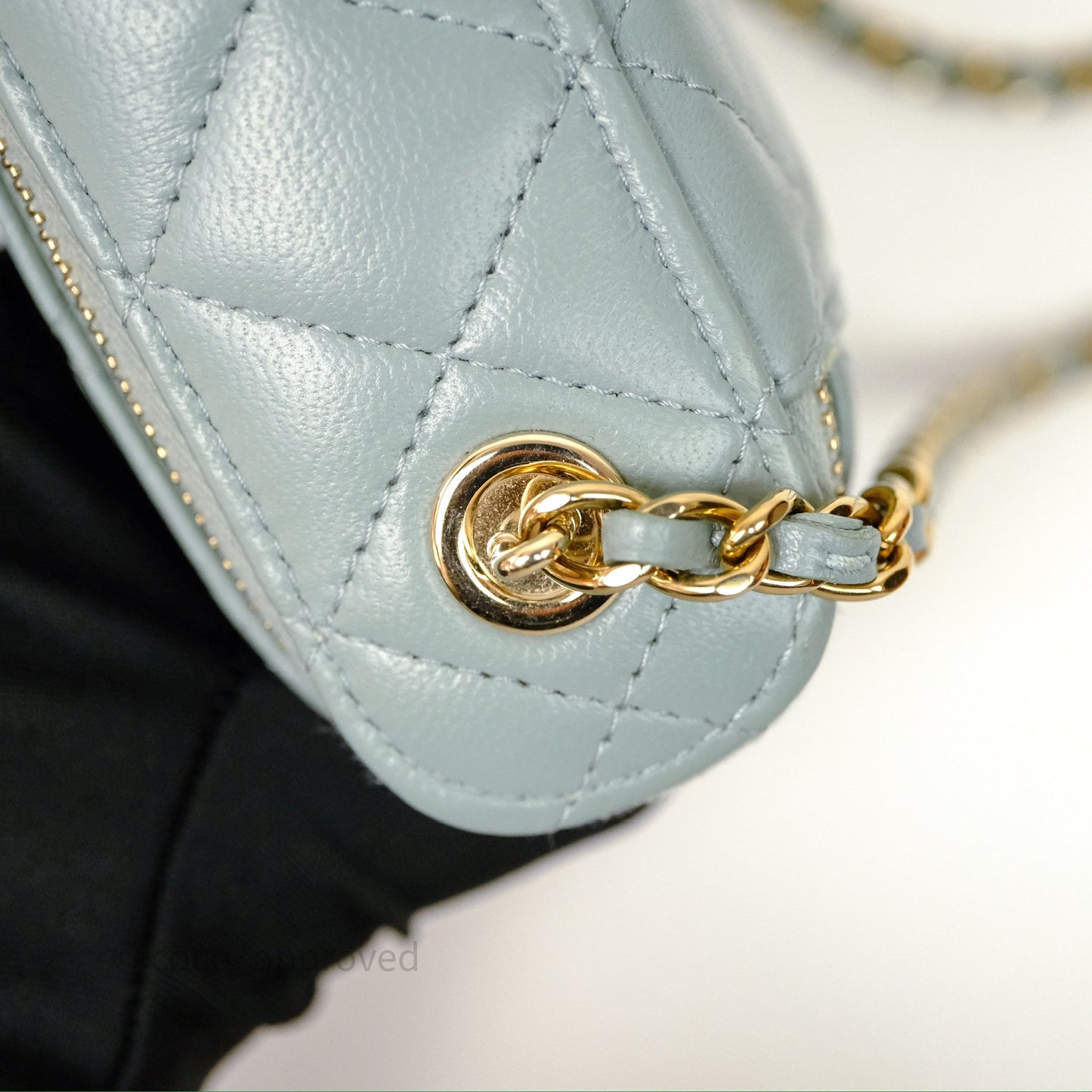 Chanel Classic Mini Vanity With Chain Green Lambskin Gold Hardware