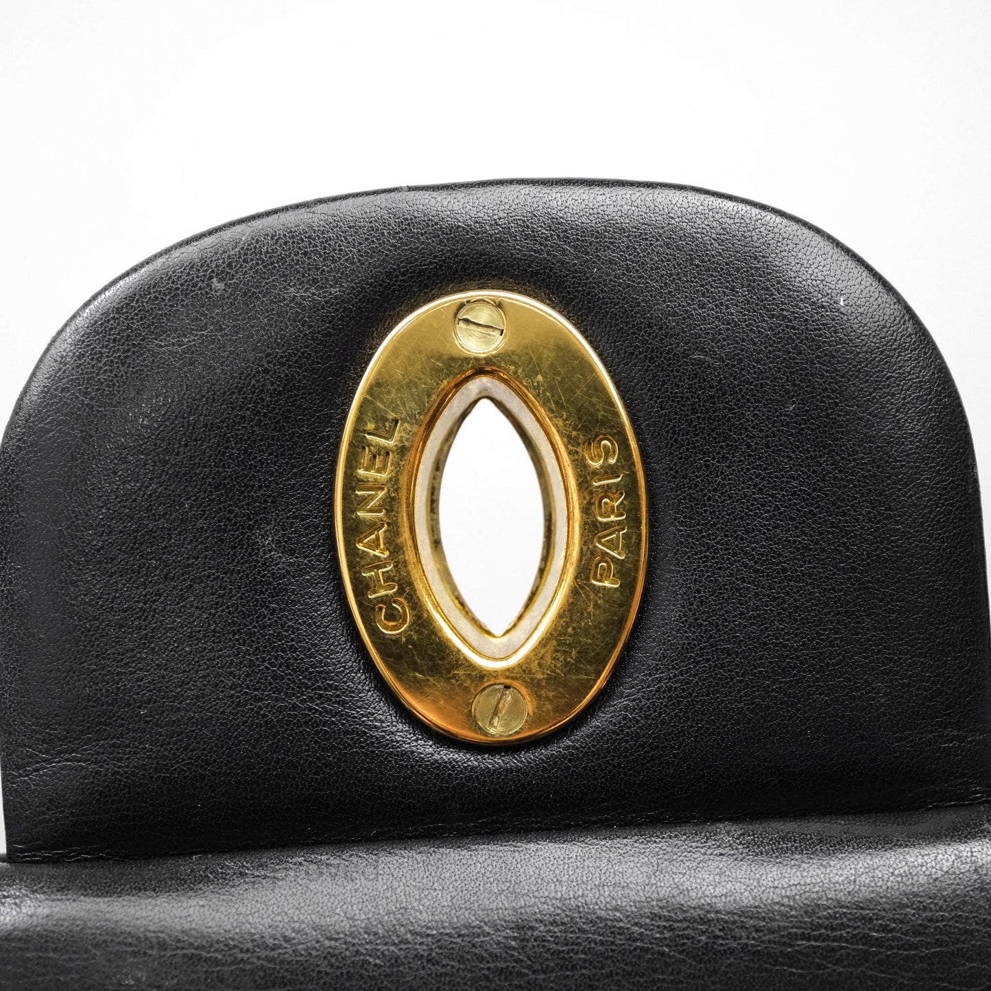 Chanel Vintage Jumbo Single Flap Black Lambskin 24K Gold Hardware