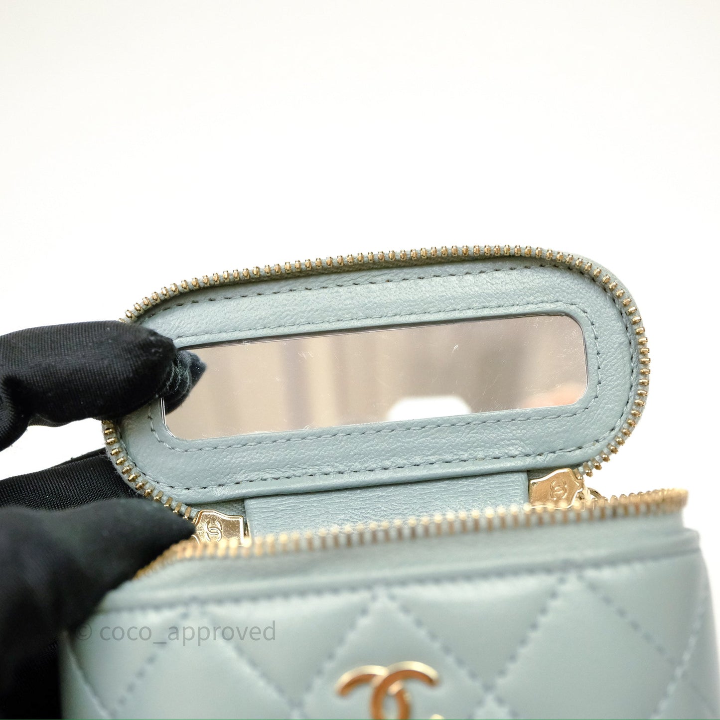 Chanel Classic Mini Vanity With Chain Green Lambskin Gold Hardware