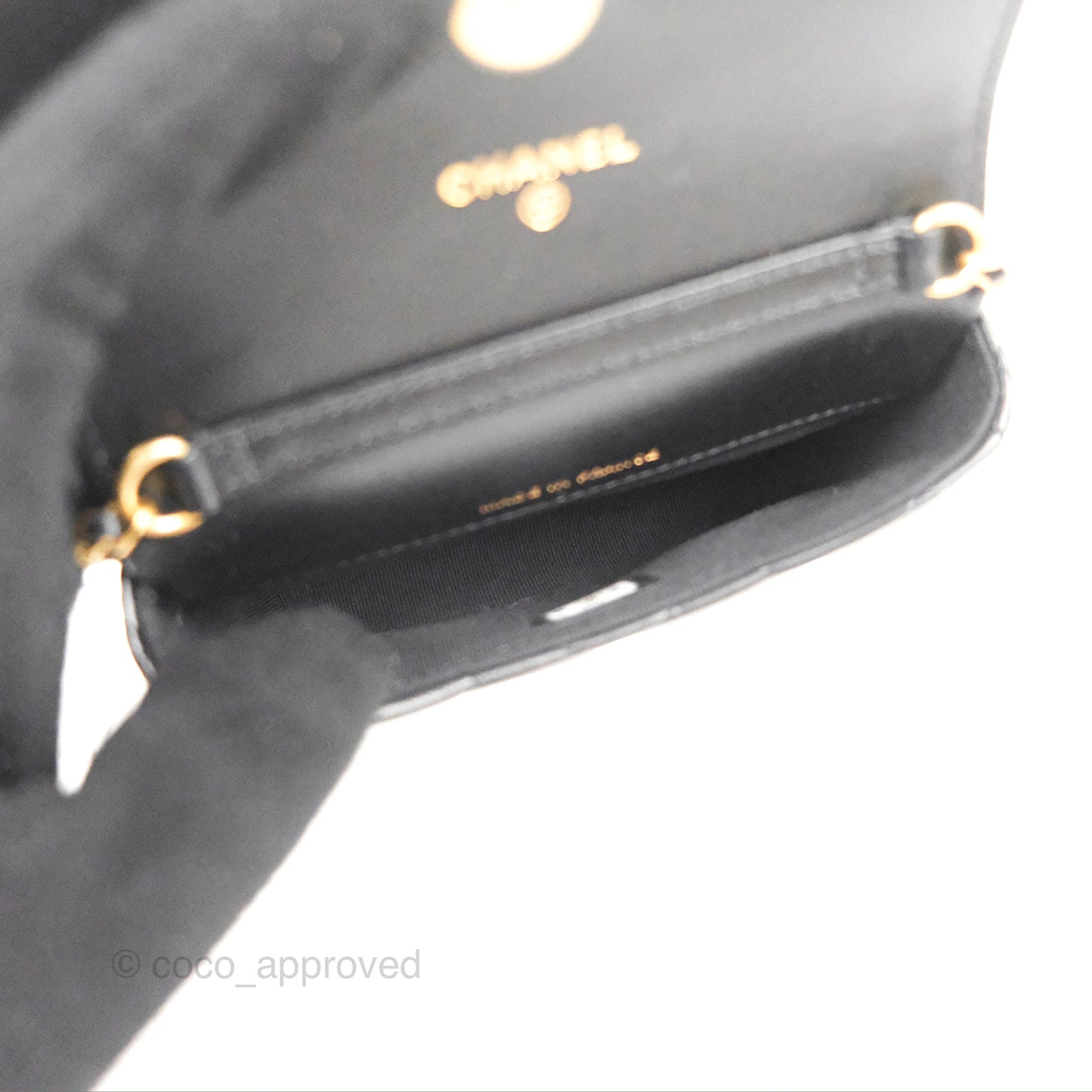 Chanel Coco Hearts Clutch On Chain Black Lambskin Gold Hardware