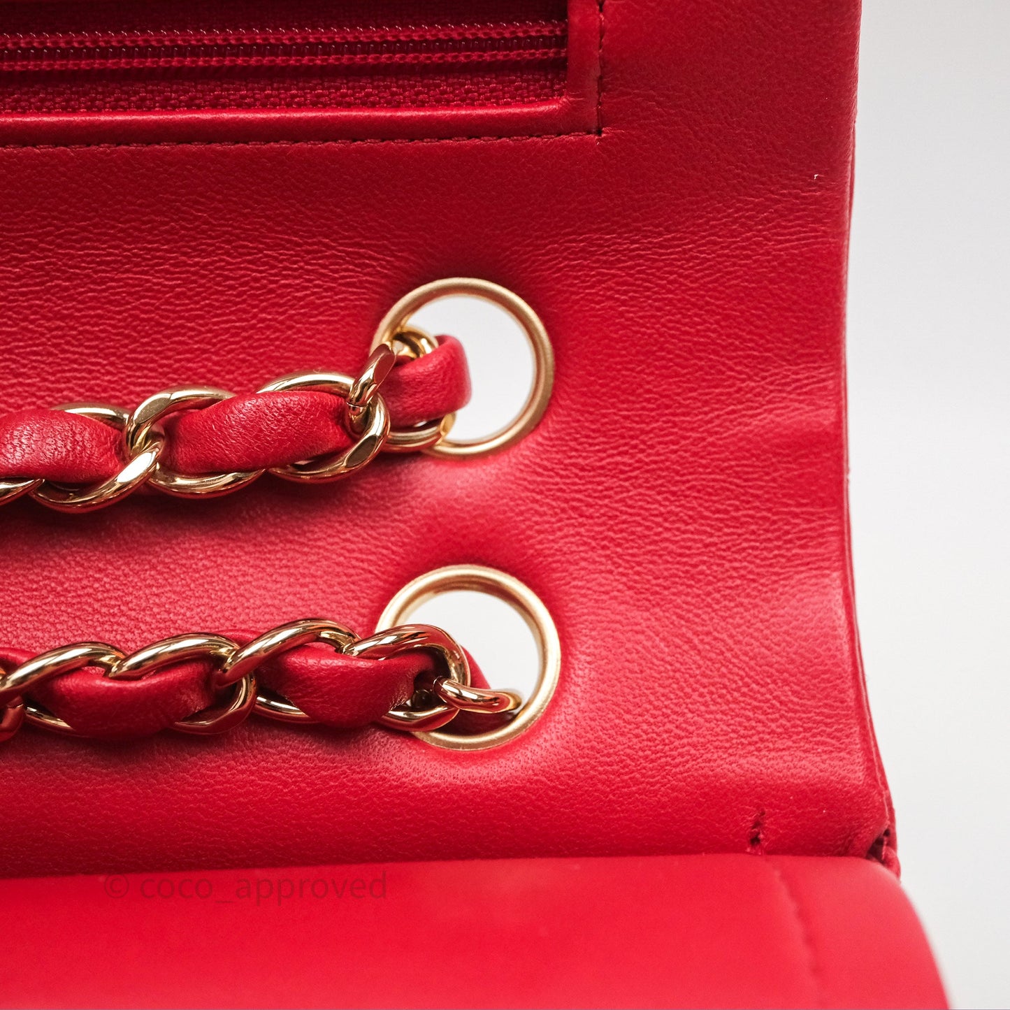 Chanel Classic M/L Medium Double Flap Red Lambskin Gold Hardware