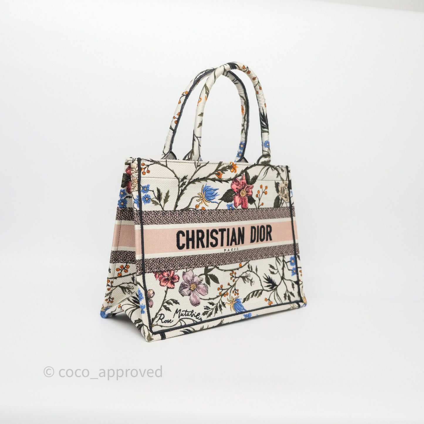 Dior Medium Book Tote Rosa Mutabilis Embroidered Canvas