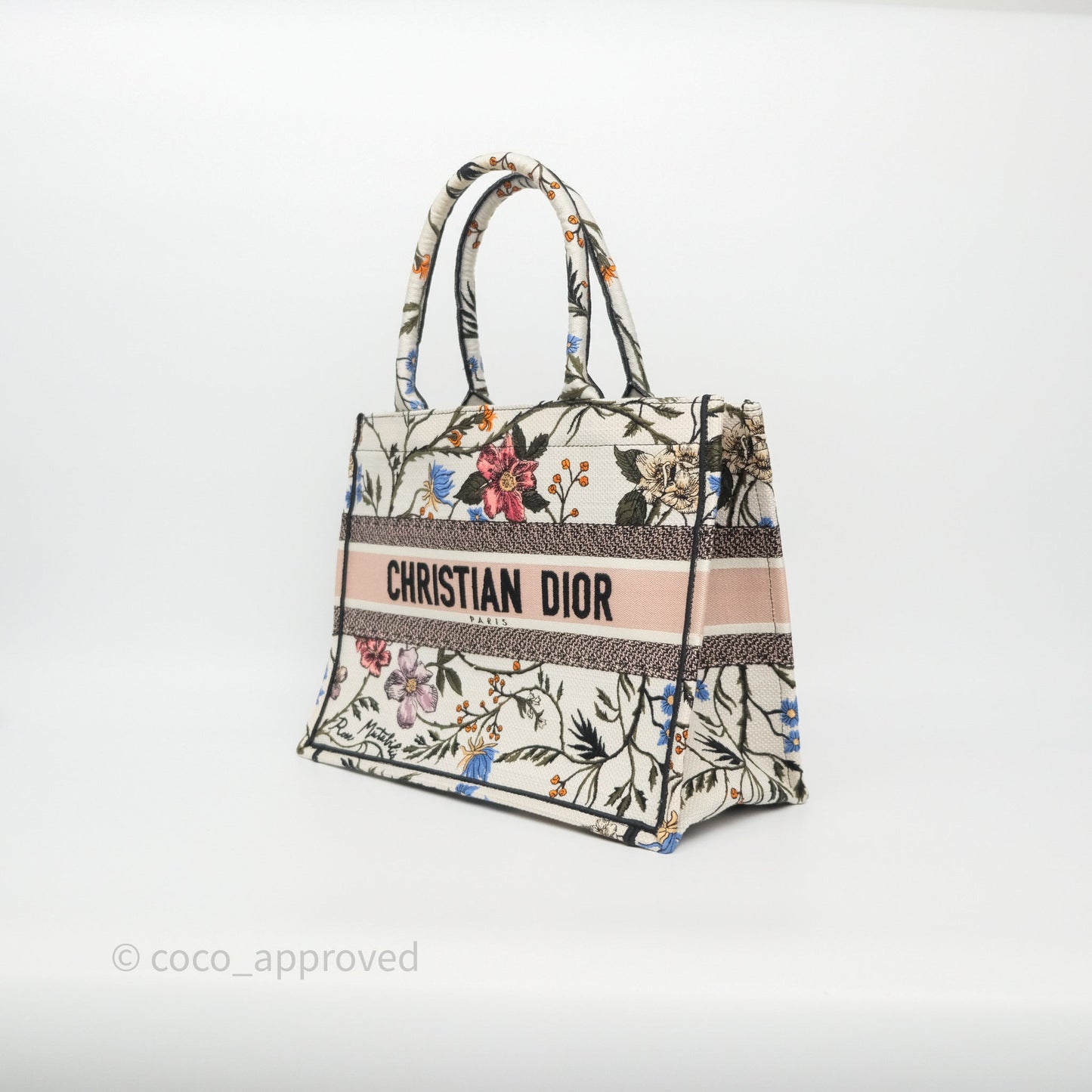 Dior Medium Book Tote Rosa Mutabilis Embroidered Canvas