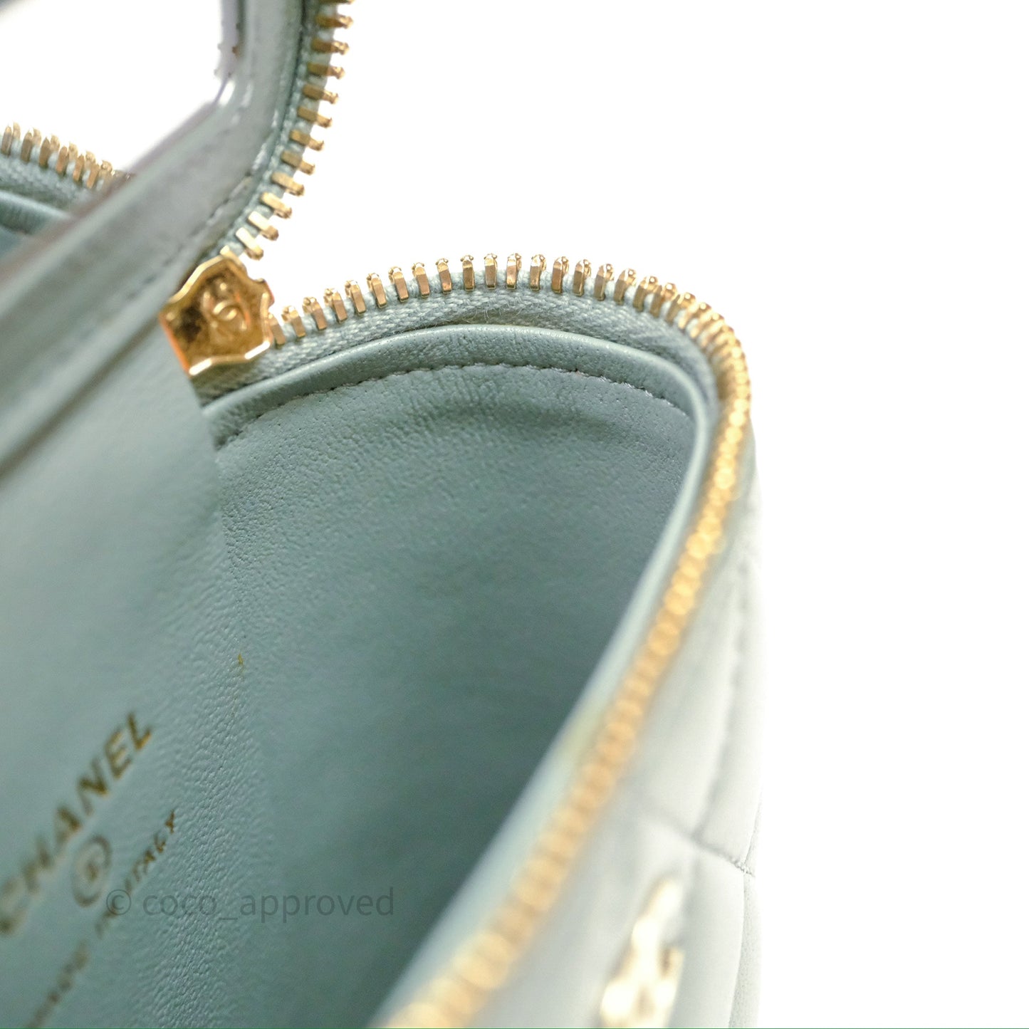 Chanel Classic Mini Vanity With Chain Green Lambskin Gold Hardware