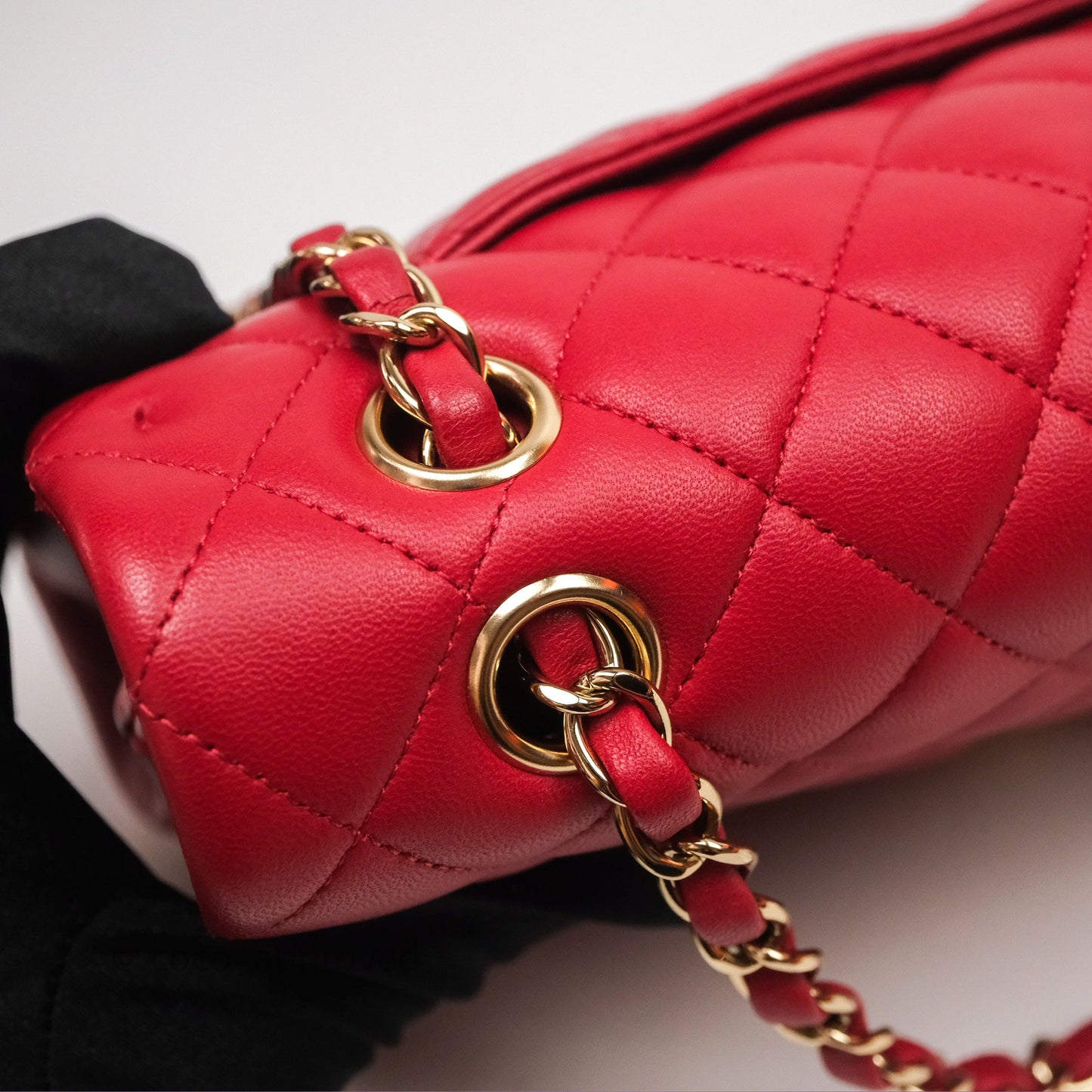 Chanel Classic M/L Medium Double Flap Red Lambskin Gold Hardware