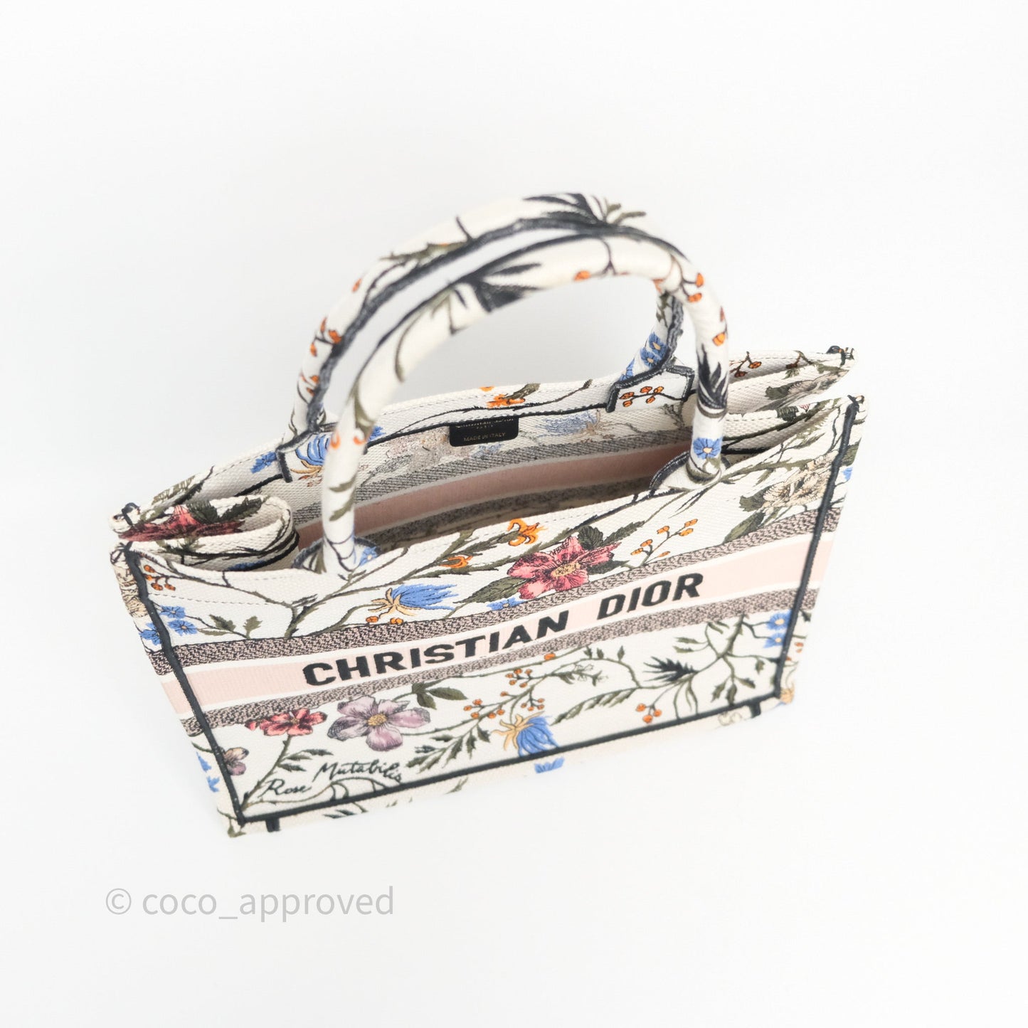 Dior Medium Book Tote Rosa Mutabilis Embroidered Canvas