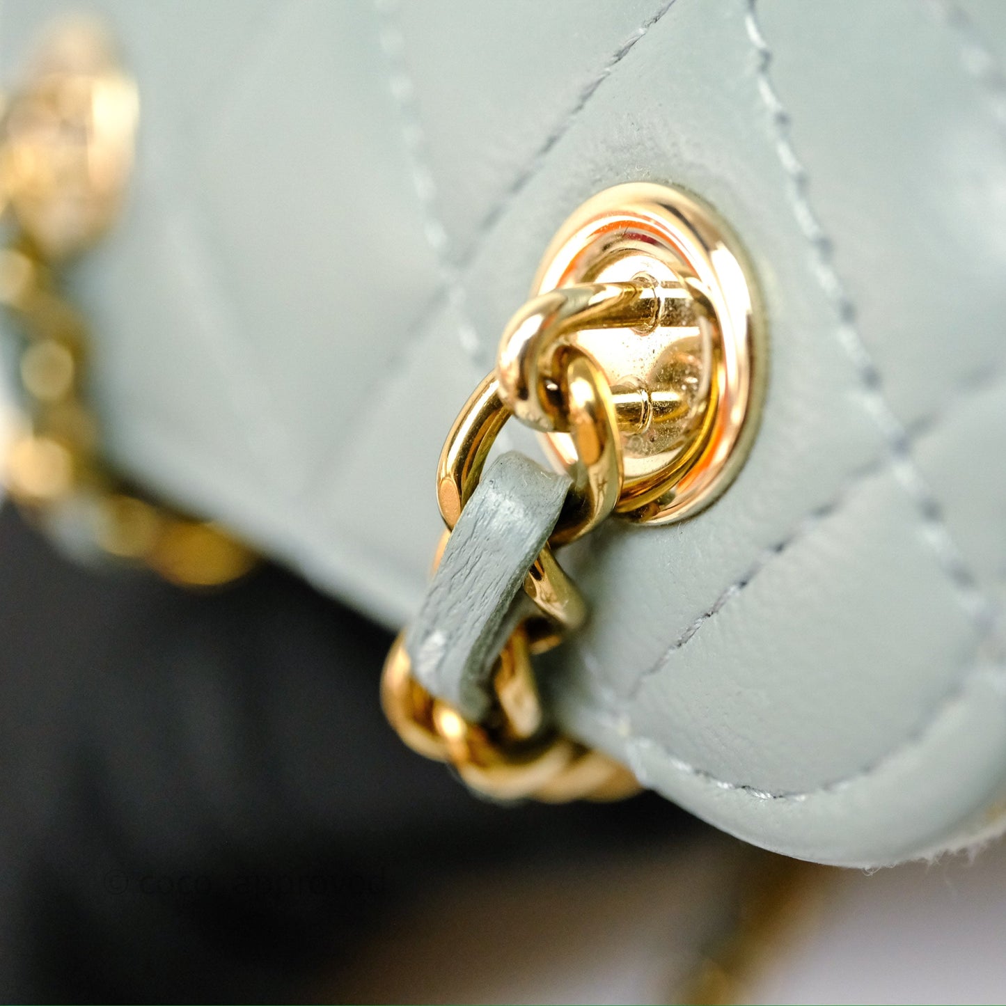 Chanel Classic Mini Vanity With Chain Green Lambskin Gold Hardware