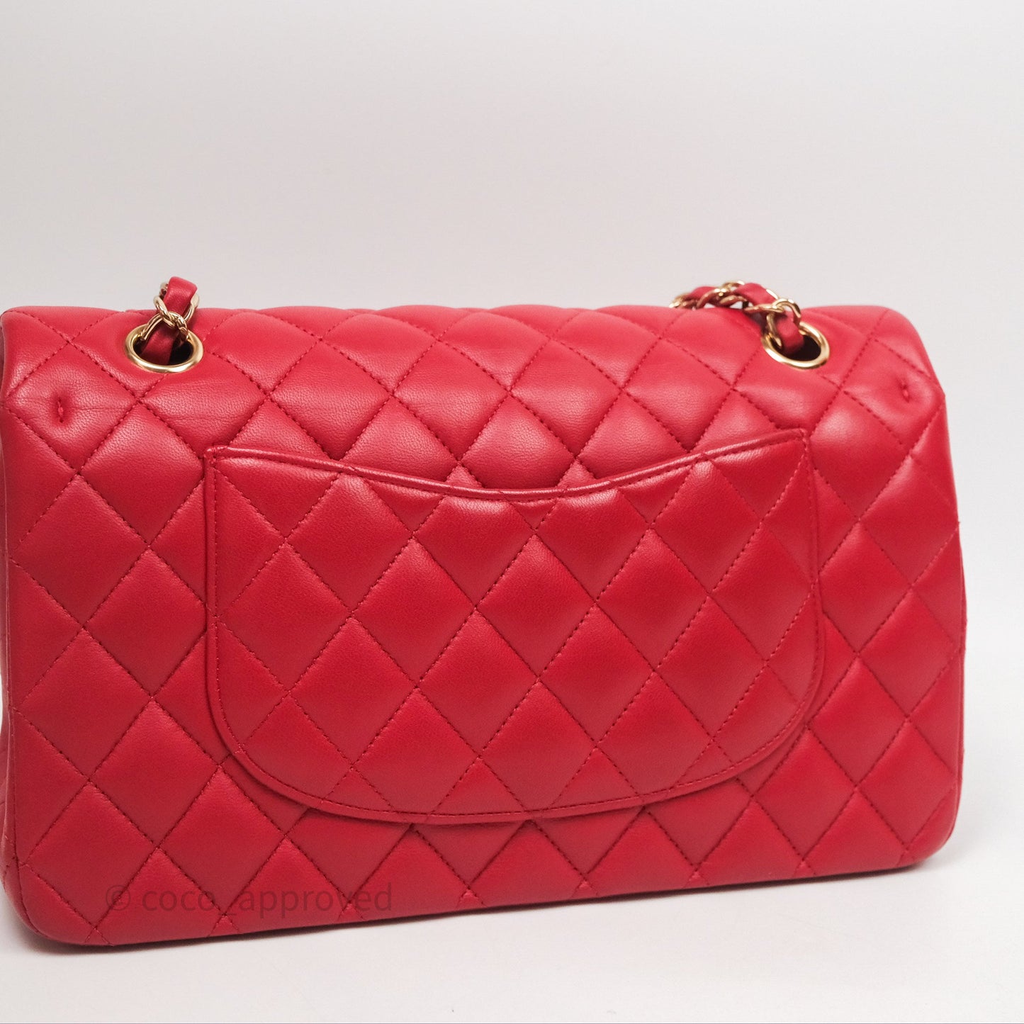 Chanel Classic M/L Medium Double Flap Red Lambskin Gold Hardware
