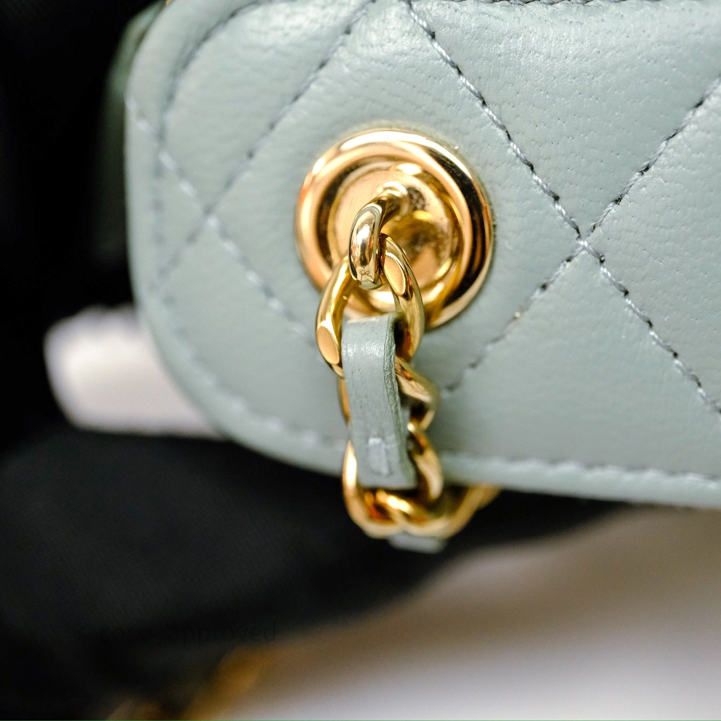 Chanel Classic Mini Vanity With Chain Green Lambskin Gold Hardware