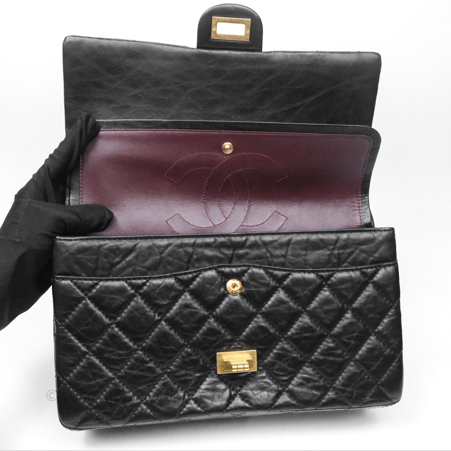 Chanel Reissue Quilted Calfskin Black Aged Gold Hardware 226