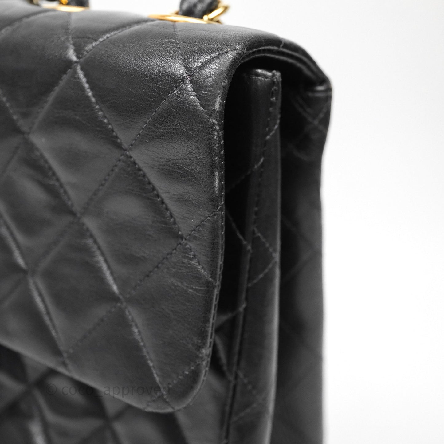 Chanel Vintage Jumbo Single Flap Black Lambskin 24K Gold Hardware