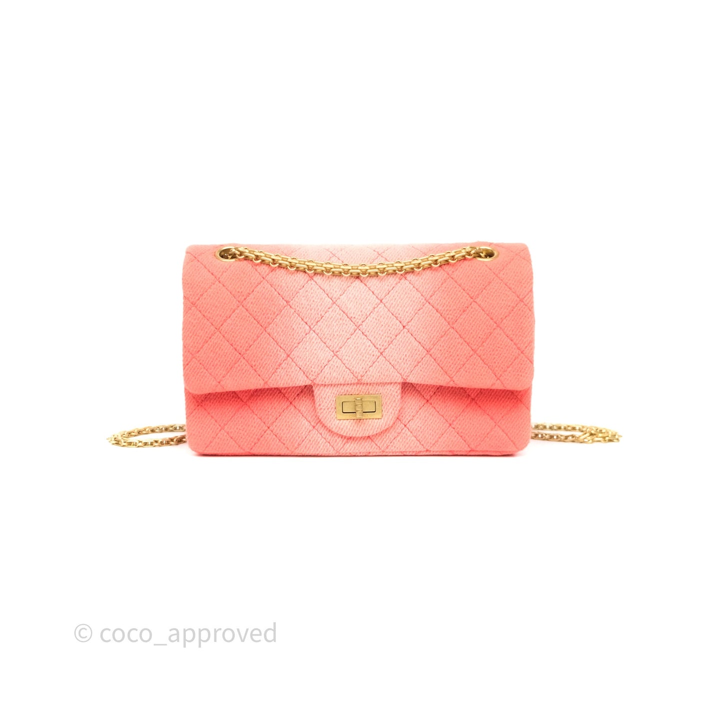 Chanel Reissue 225 Quilted Coral Ombre Denim Aged Gold Hardware