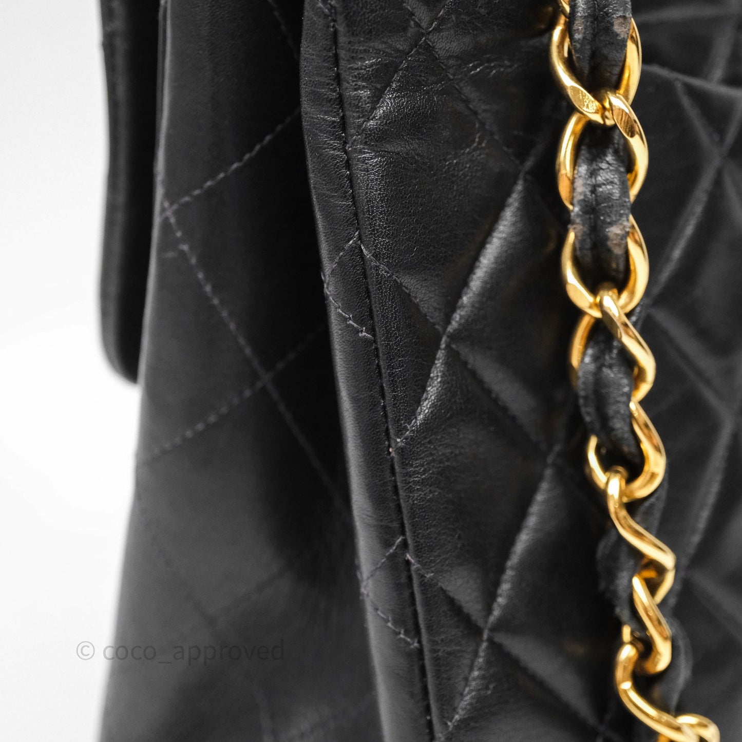Chanel Vintage Jumbo Single Flap Black Lambskin 24K Gold Hardware