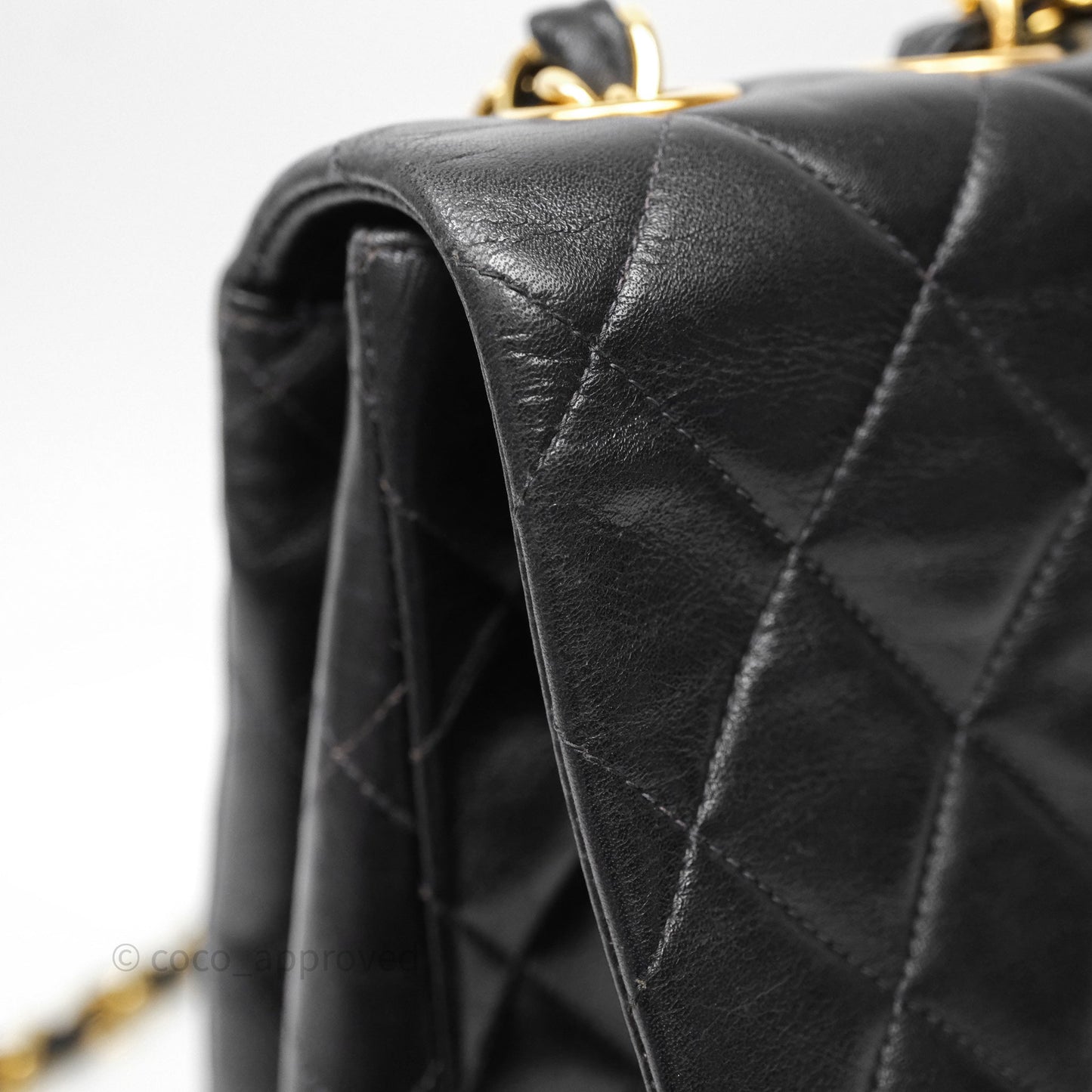 Chanel Vintage Jumbo Single Flap Black Lambskin 24K Gold Hardware