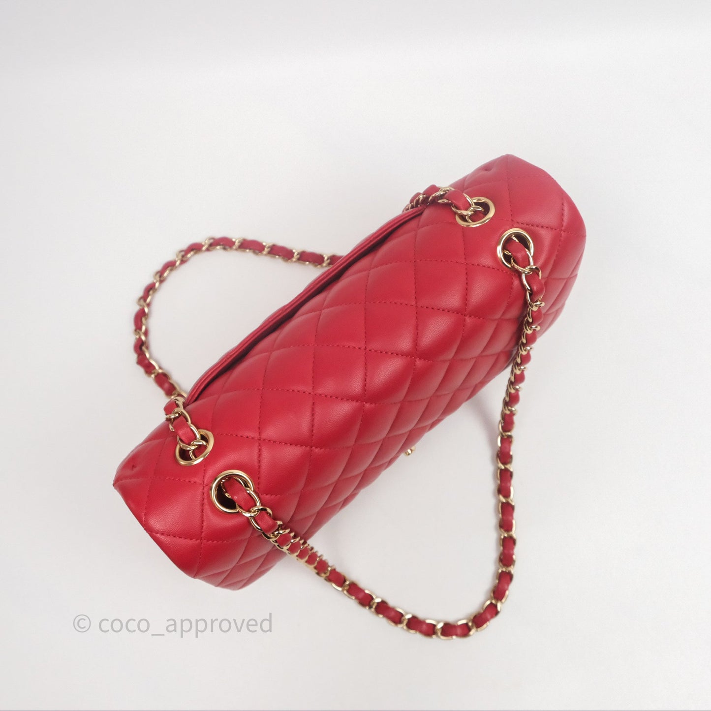 Chanel Classic M/L Medium Double Flap Red Lambskin Gold Hardware