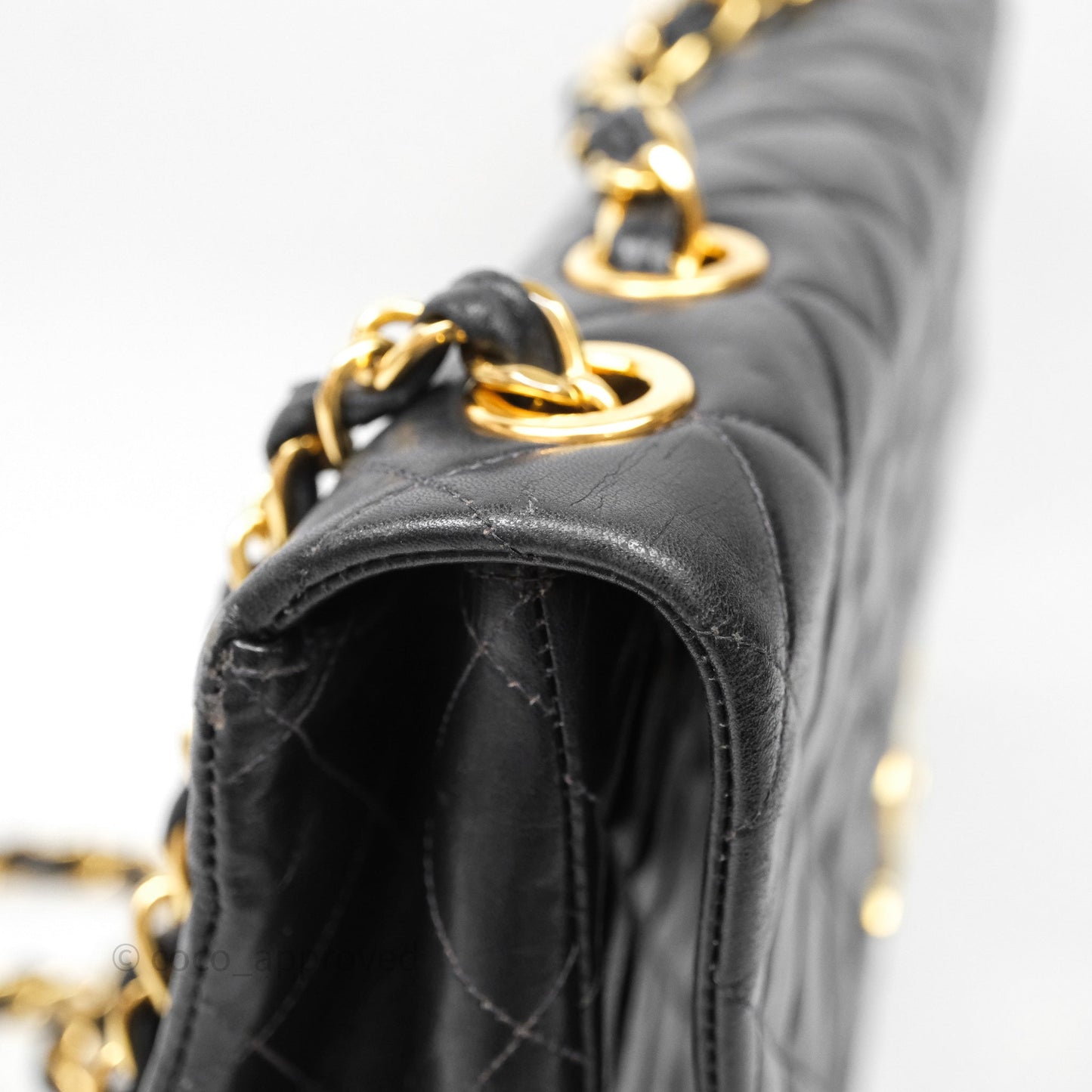 Chanel Vintage Jumbo Single Flap Black Lambskin 24K Gold Hardware