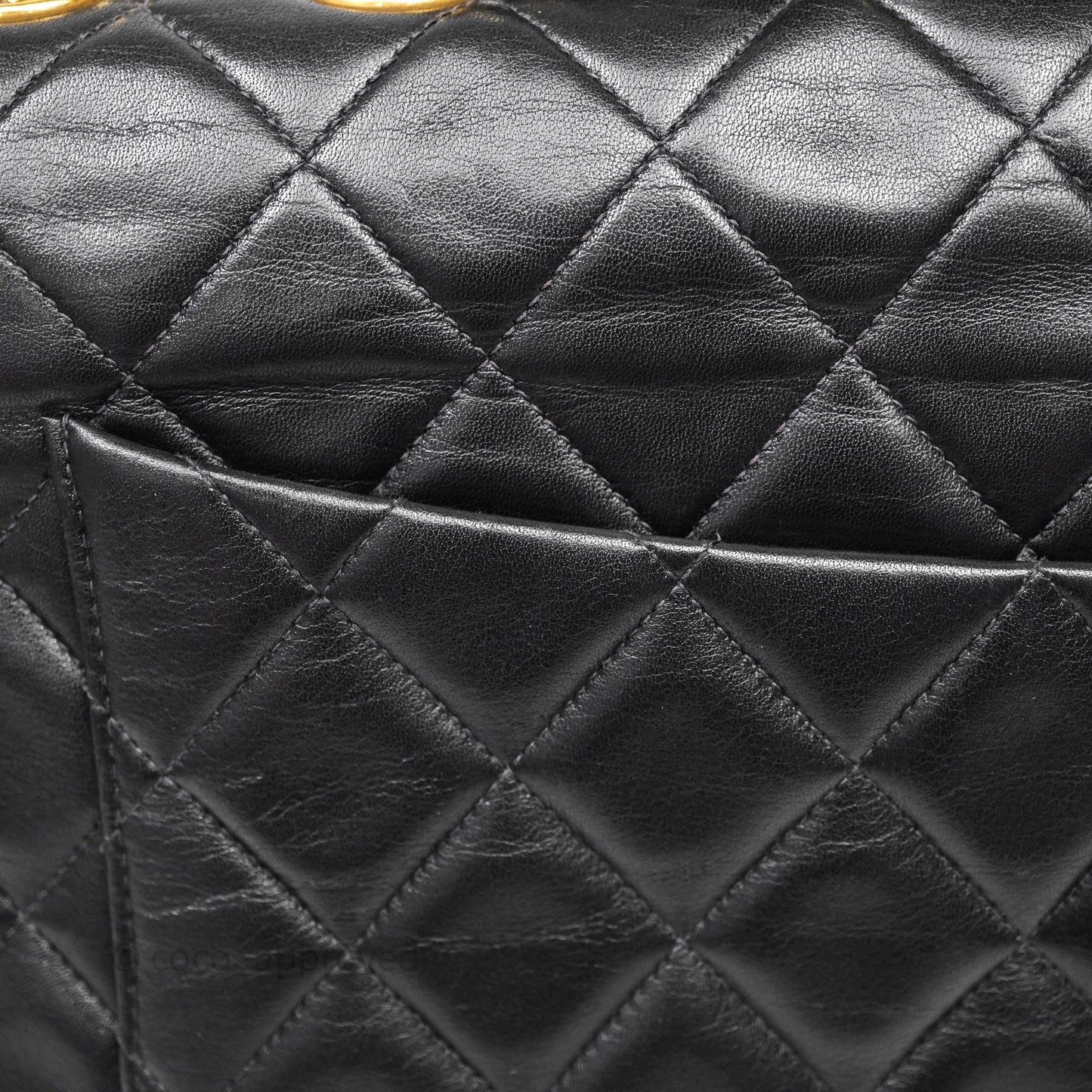 Chanel Vintage Jumbo Single Flap Black Lambskin 24K Gold Hardware