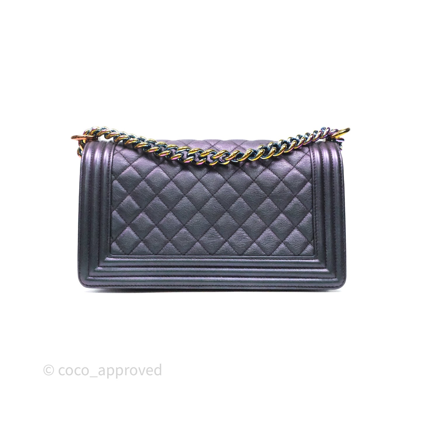 Chanel Boy Medium Quilted Boy Purple Mermaid Iridescent Calfskin