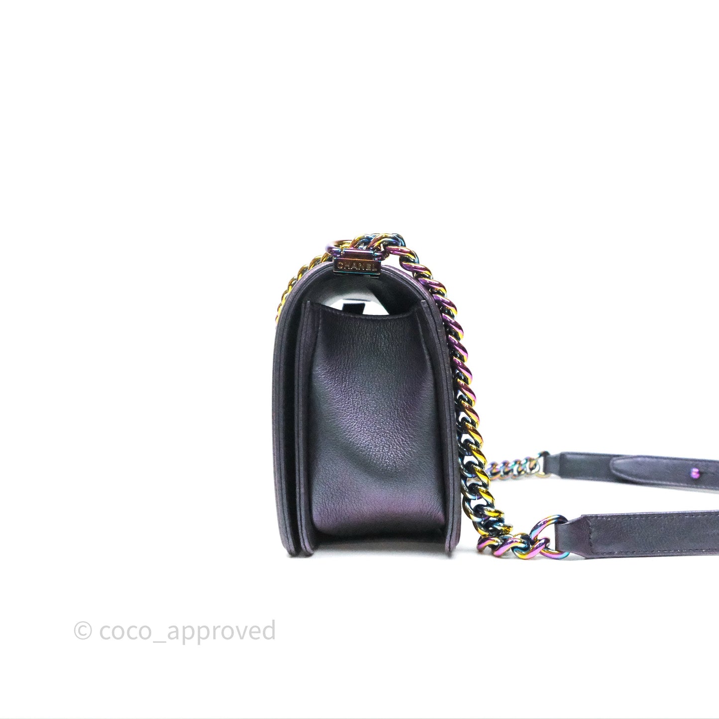 Chanel Boy Medium Quilted Boy Purple Mermaid Iridescent Calfskin