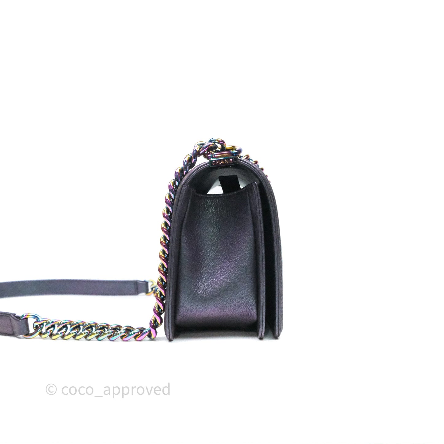 Chanel Boy Medium Quilted Boy Purple Mermaid Iridescent Calfskin