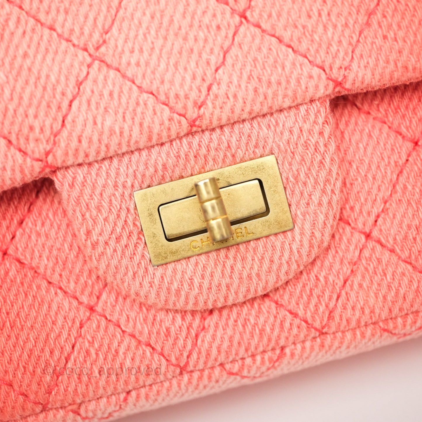 Chanel Reissue 225 Quilted Coral Ombre Denim Aged Gold Hardware