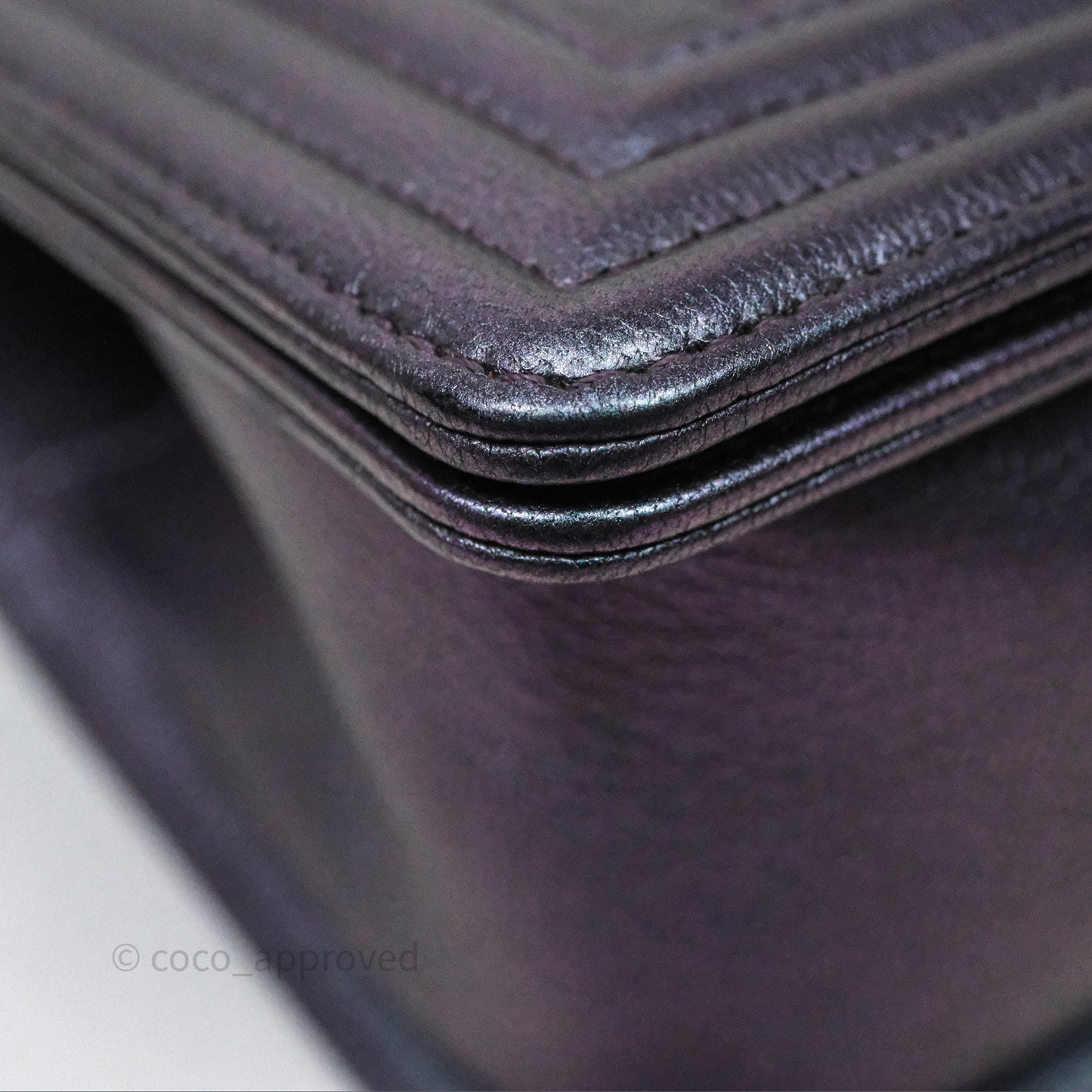 Chanel Boy Medium Quilted Boy Purple Mermaid Iridescent Calfskin