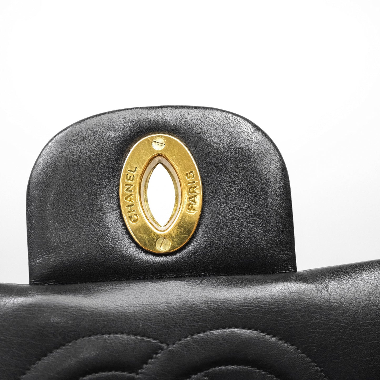 Chanel Vintage Jumbo Single Flap Black Lambskin 24K Gold Hardware