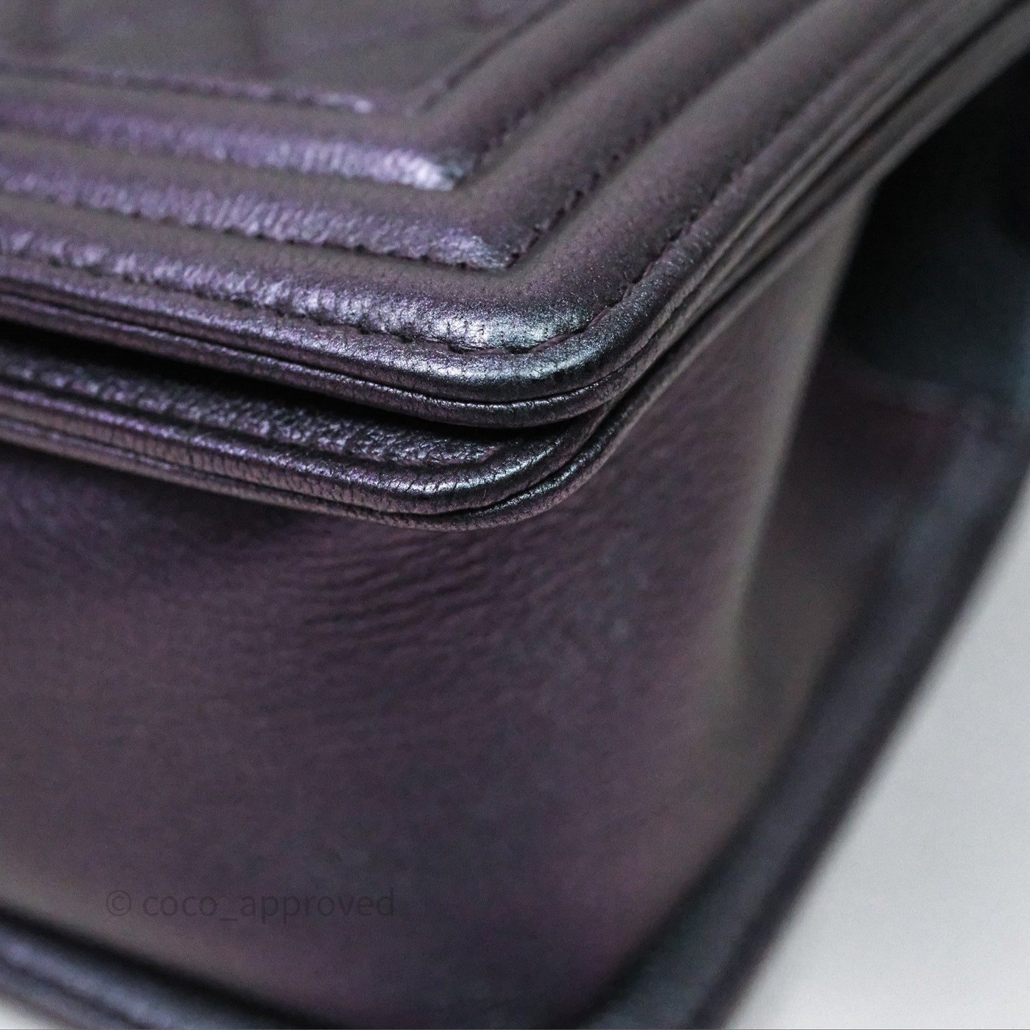 Chanel Boy Medium Quilted Boy Purple Mermaid Iridescent Calfskin