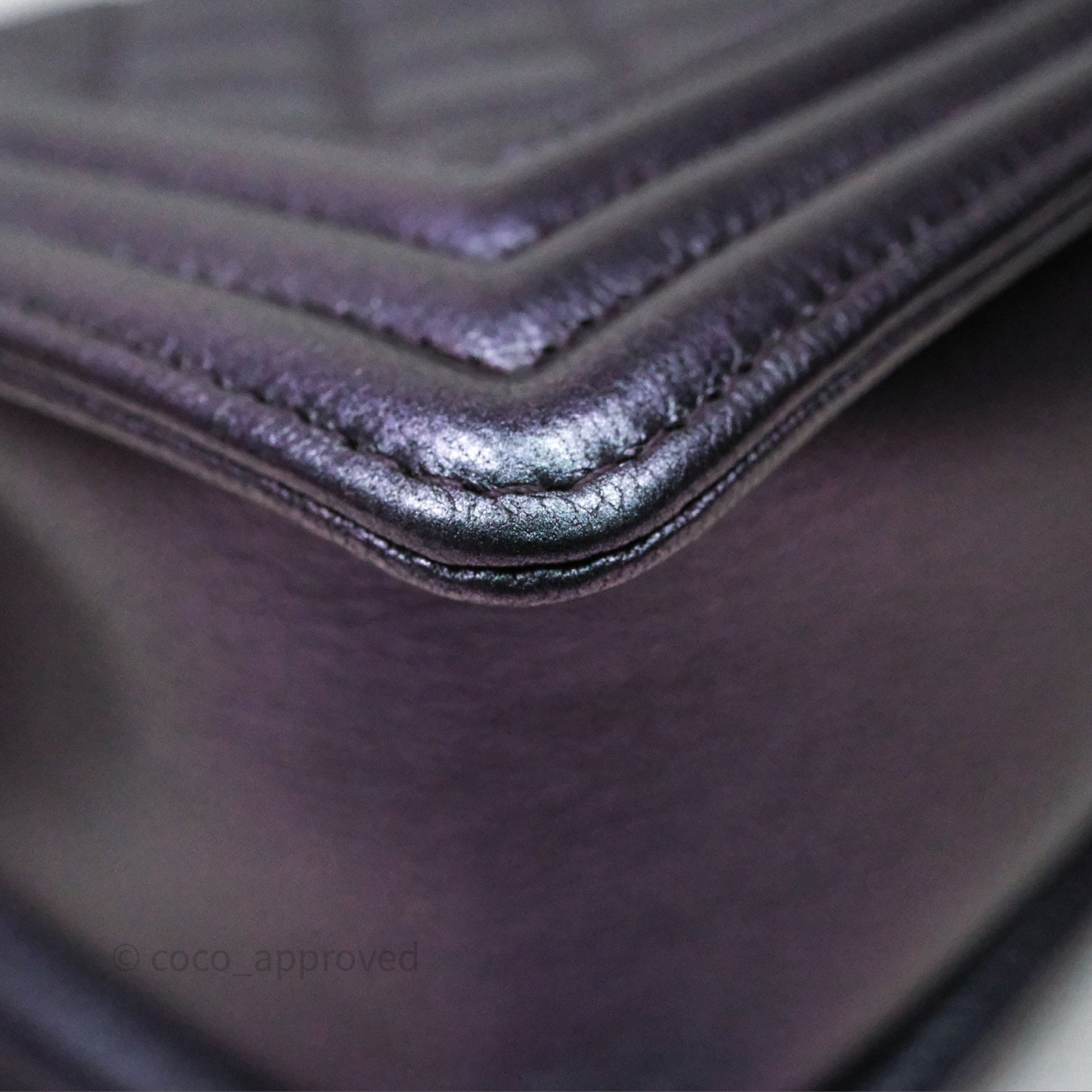 Chanel Boy Medium Quilted Boy Purple Mermaid Iridescent Calfskin