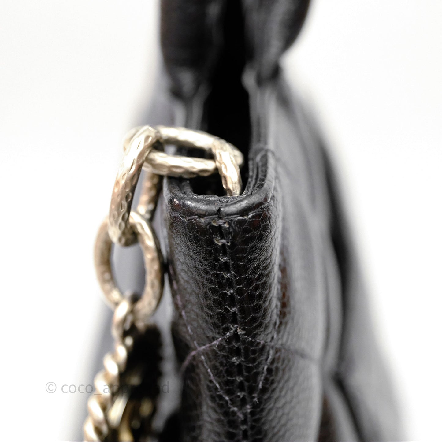 Chanel Vintage Medallion CC Black Caviar Tote Bag Silver Hardware