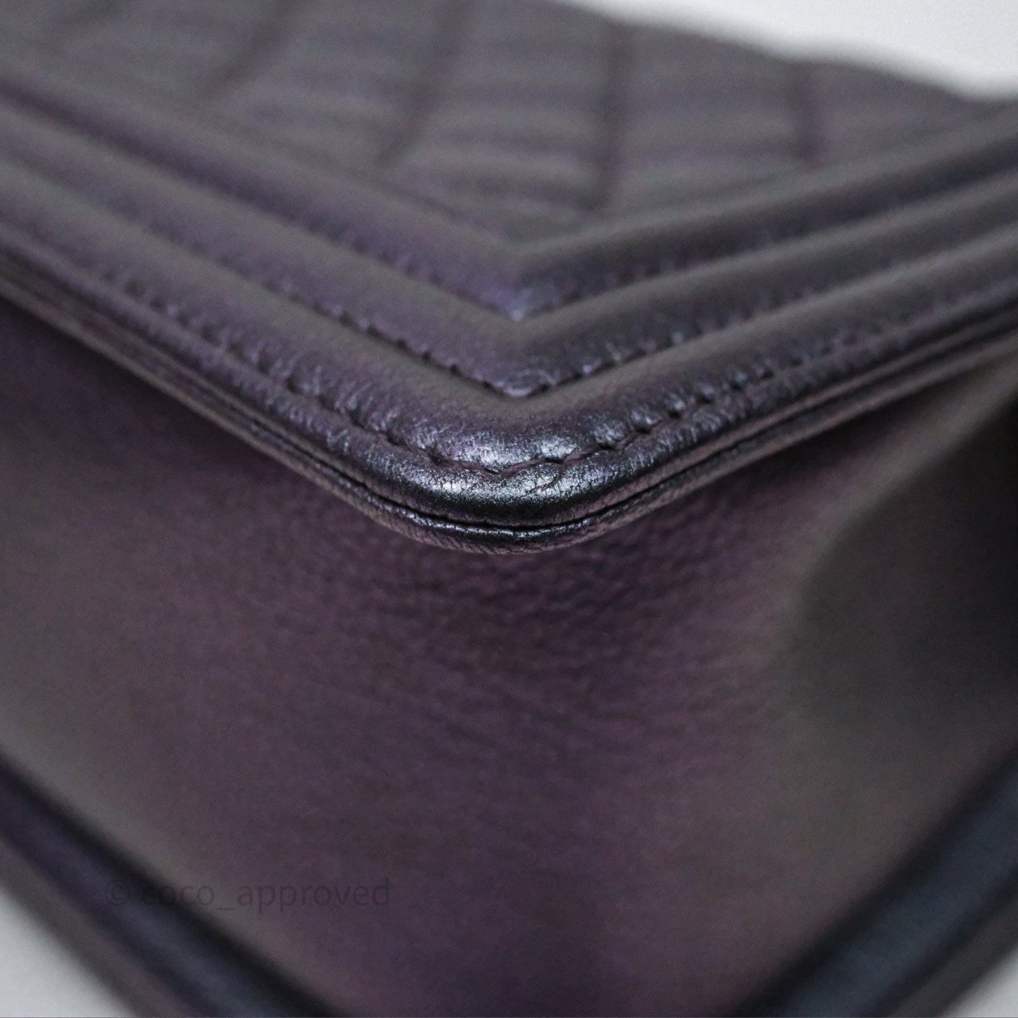 Chanel Boy Medium Quilted Boy Purple Mermaid Iridescent Calfskin