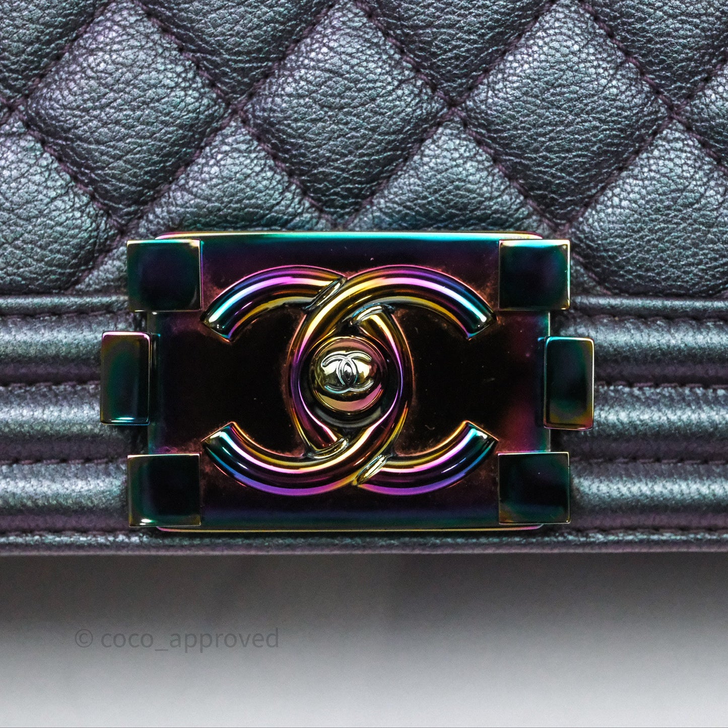 Chanel Boy Medium Quilted Boy Purple Mermaid Iridescent Calfskin