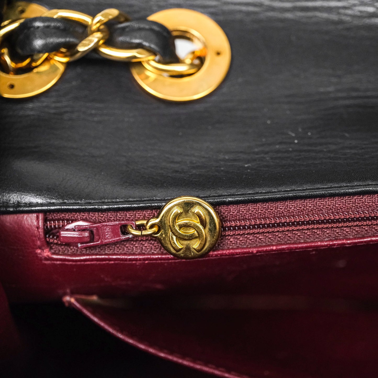 Chanel Vintage Jumbo Single Flap Black Lambskin 24K Gold Hardware